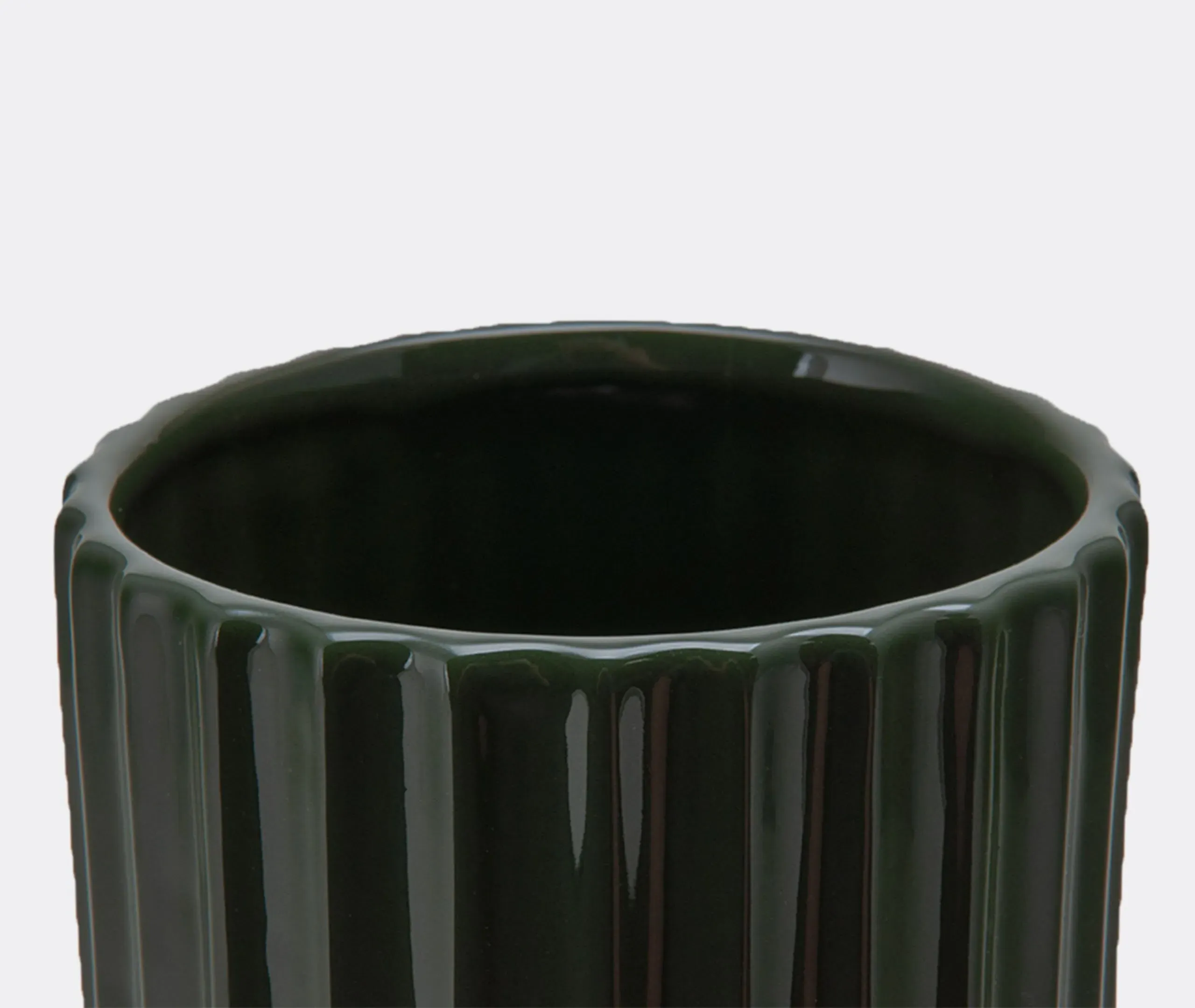 Tall Vase with Linear Texture - Green, Porcelain