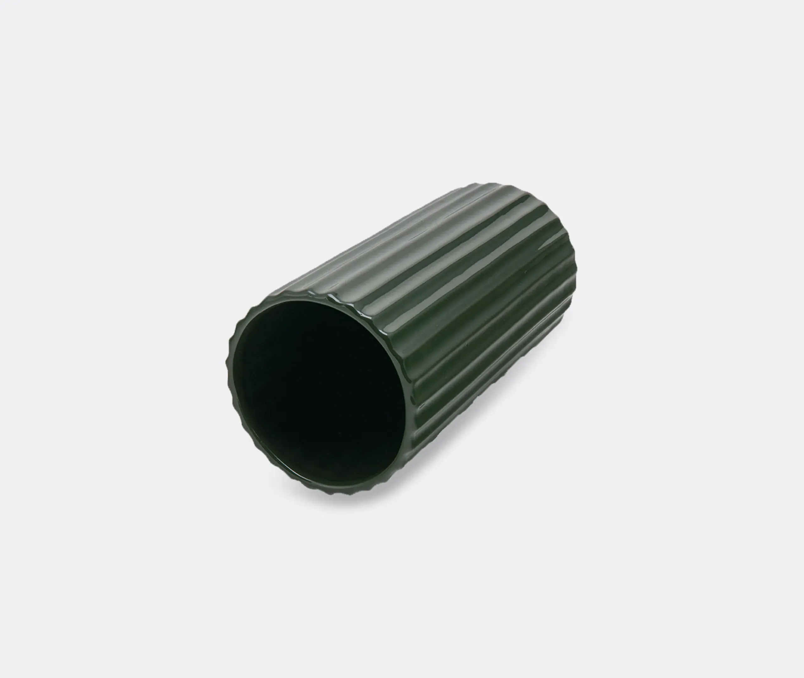 Tall Vase with Linear Texture - Green, Porcelain