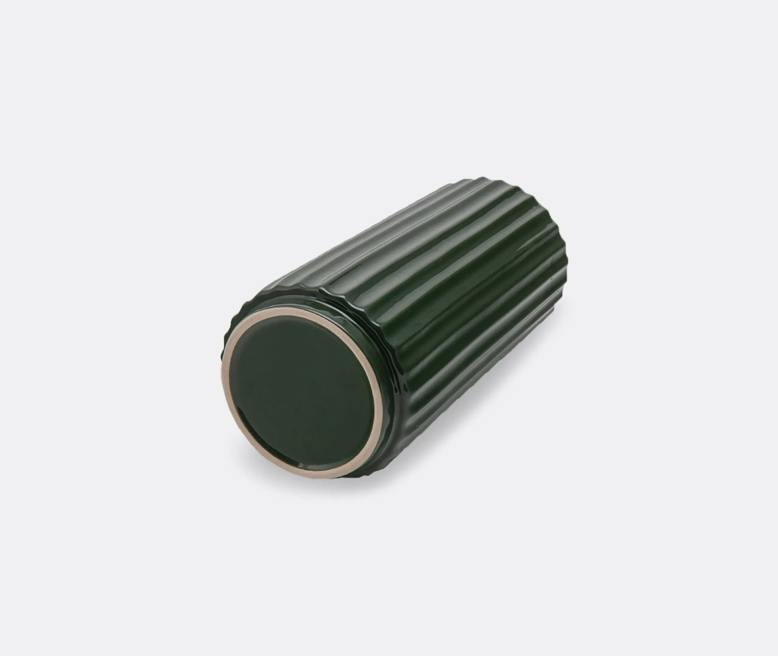 Tall Vase with Linear Texture - Green, Porcelain