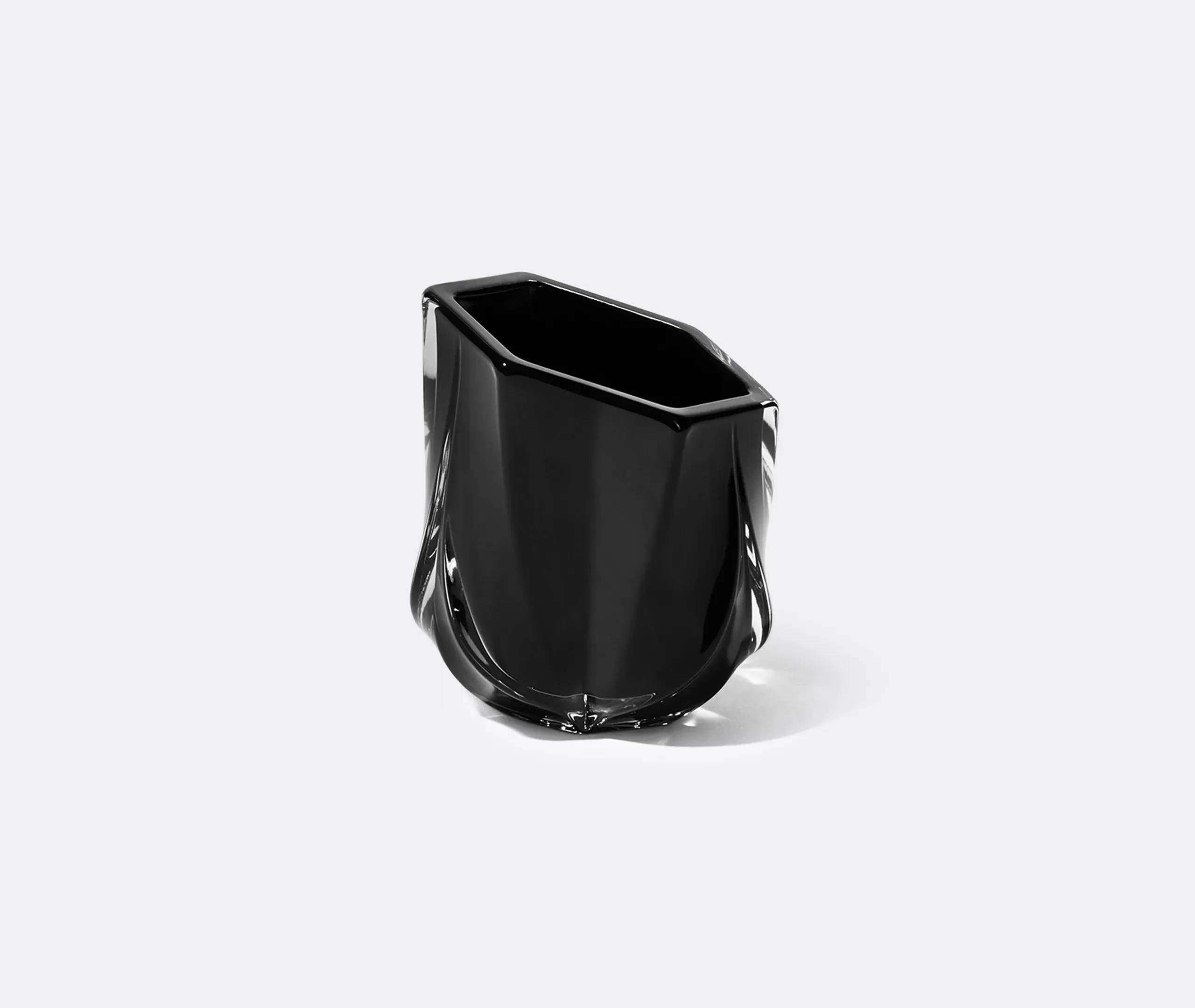 Faceted Tealight Holder - Black, Glass