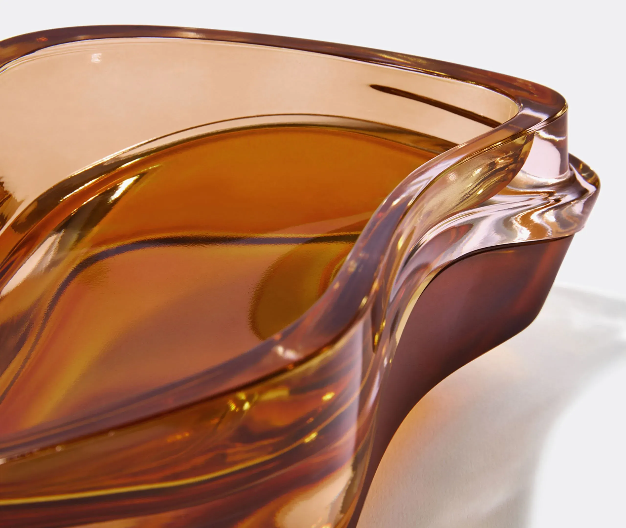 Wave-Shaped Vessel with Storage - Amber, Crystal