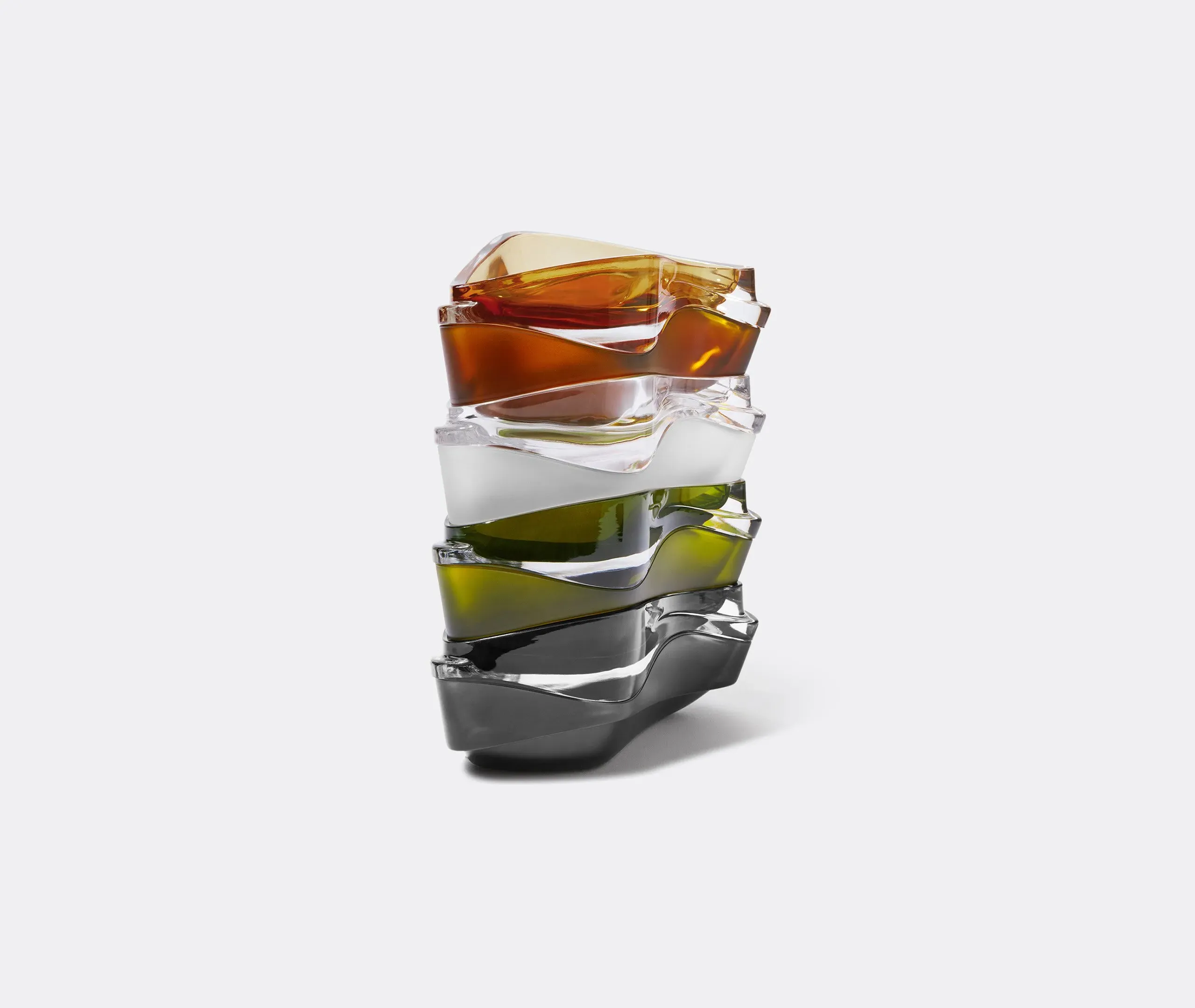 Wave-Shaped Vessel with Storage - Amber, Crystal