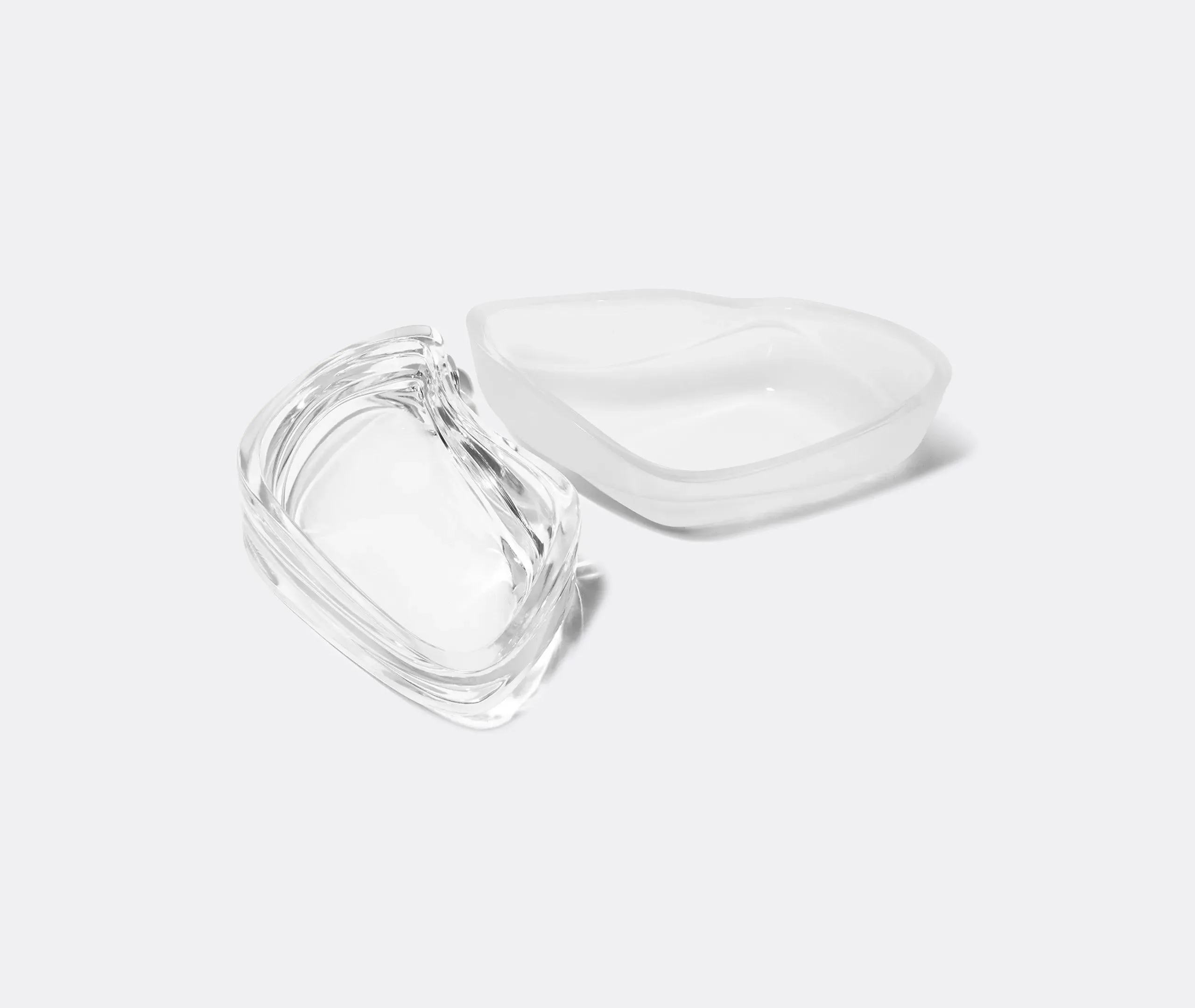 Wave-Shaped Vessel with Storage - Clear, Crystal