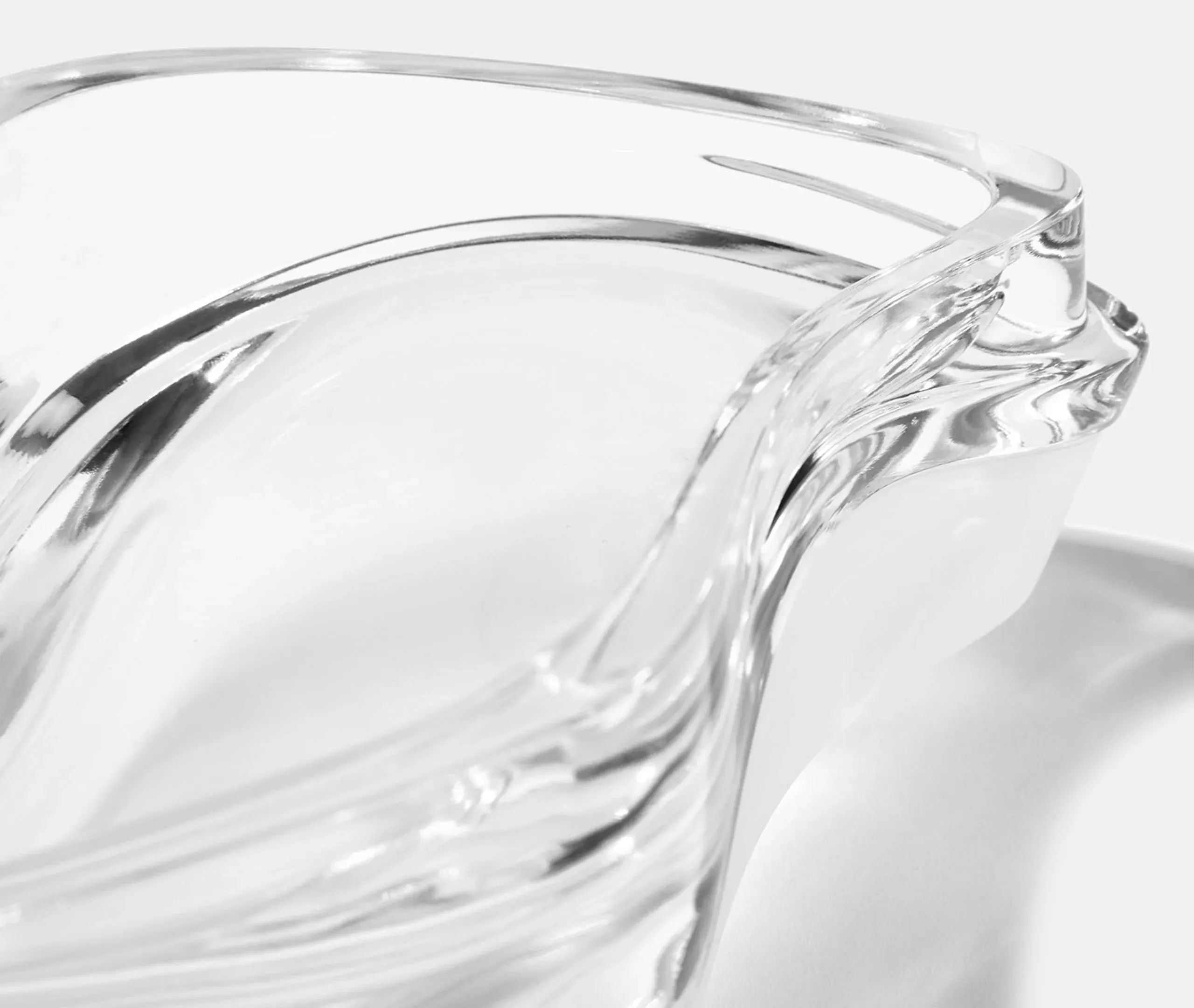 Wave-Shaped Vessel with Storage - Clear, Crystal