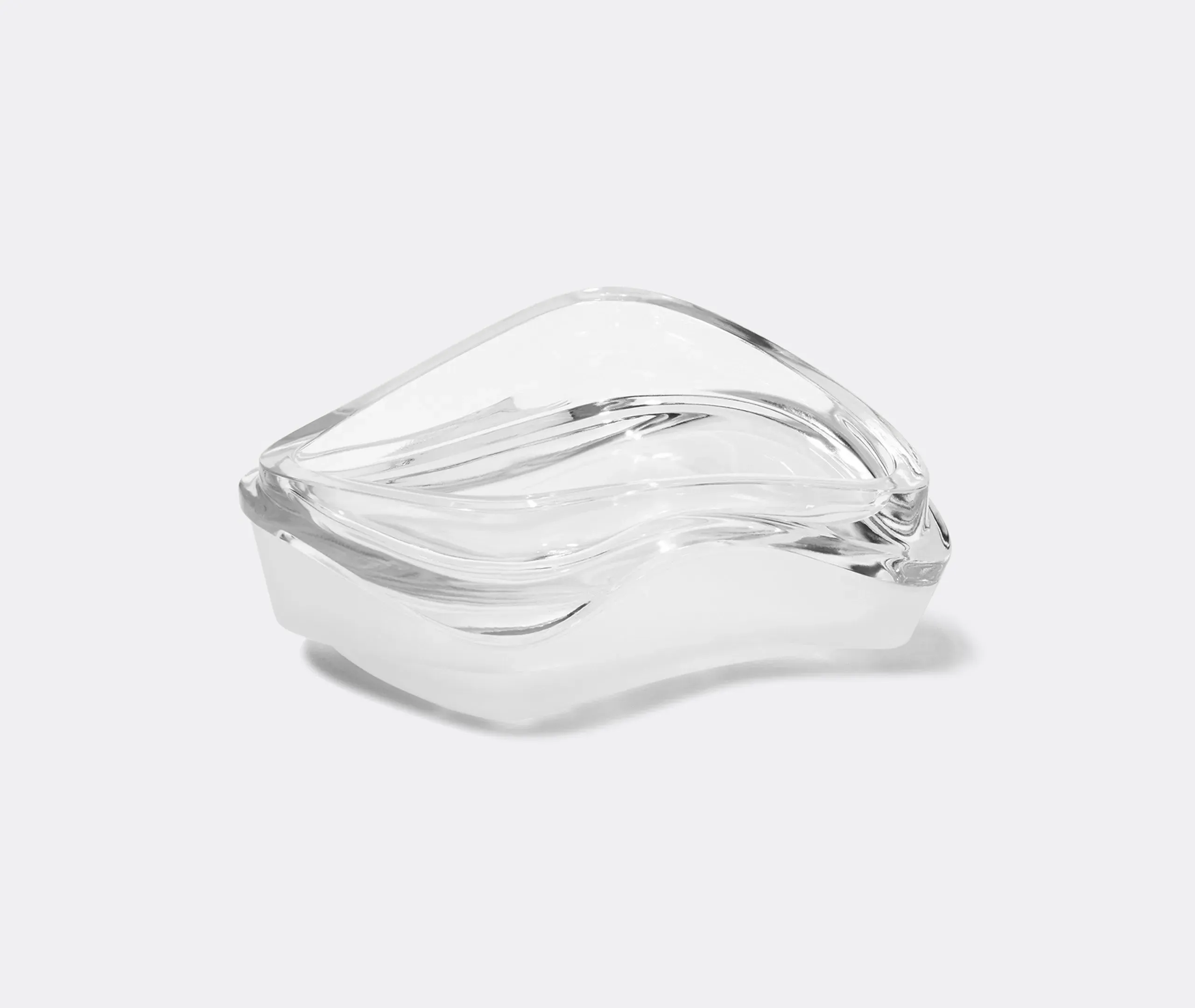 Wave-Shaped Vessel with Storage - Clear, Crystal