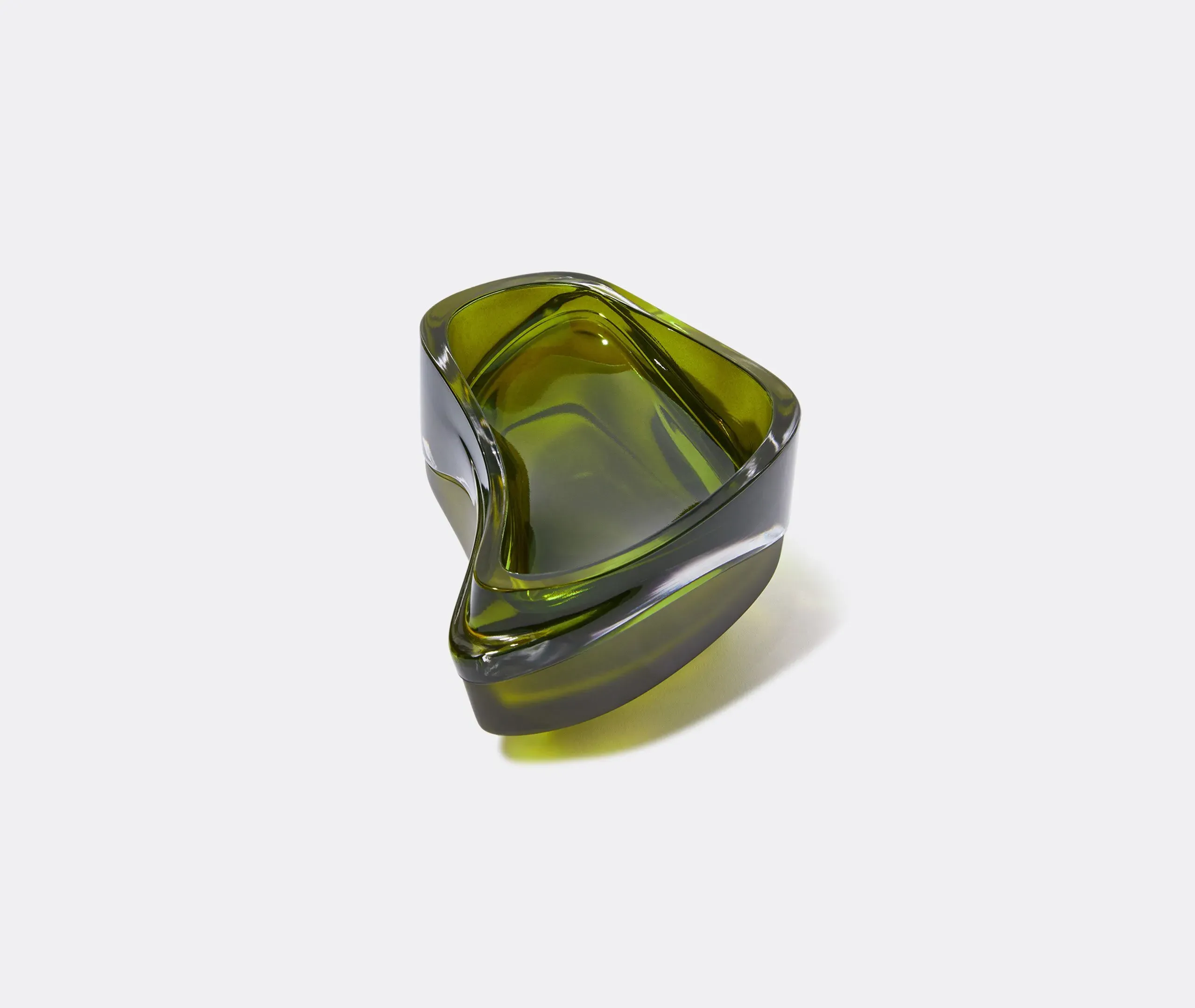 Wave-Shaped Vessel with Storage - Green, Crystal
