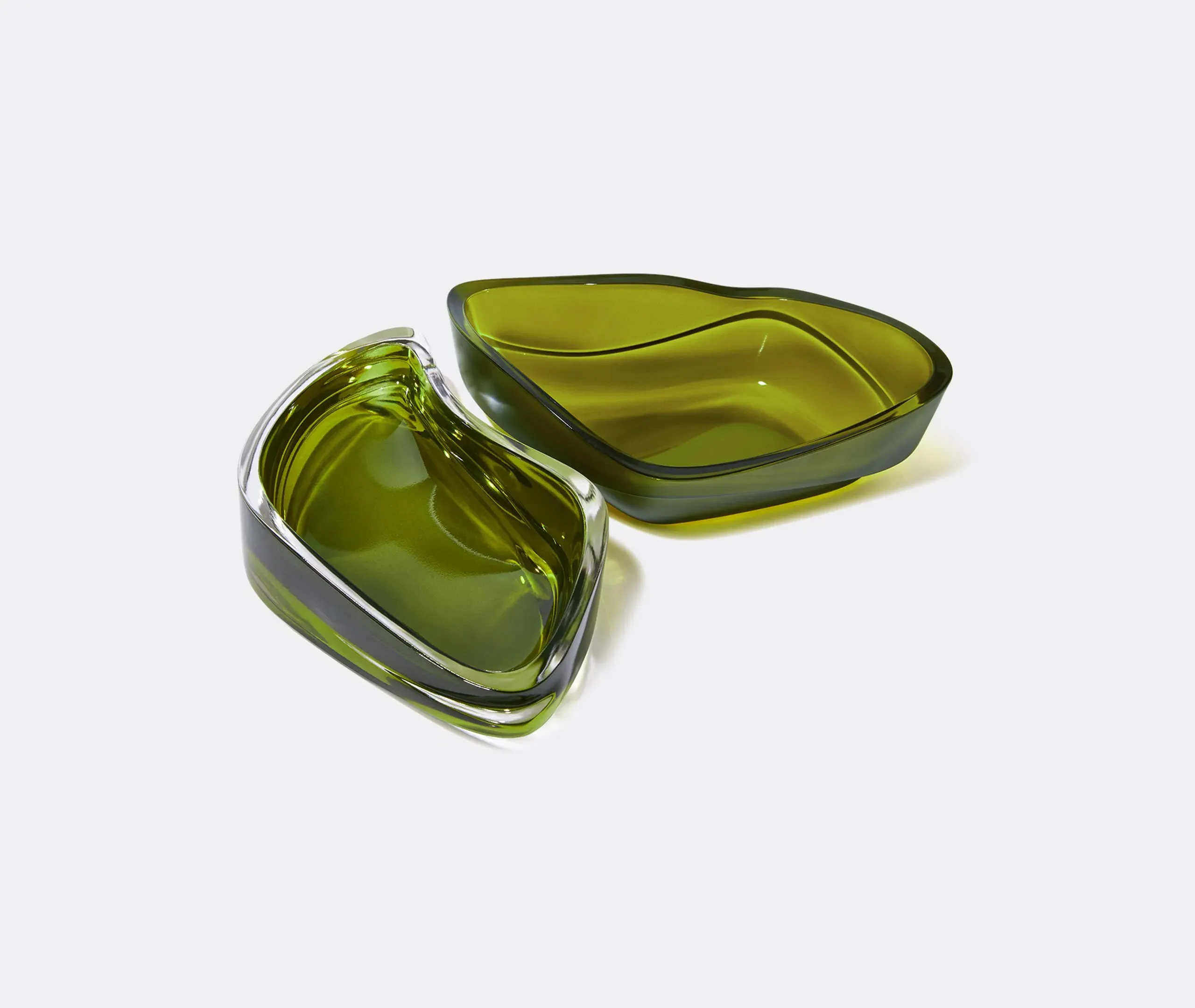 Wave-Shaped Vessel with Storage - Green, Crystal