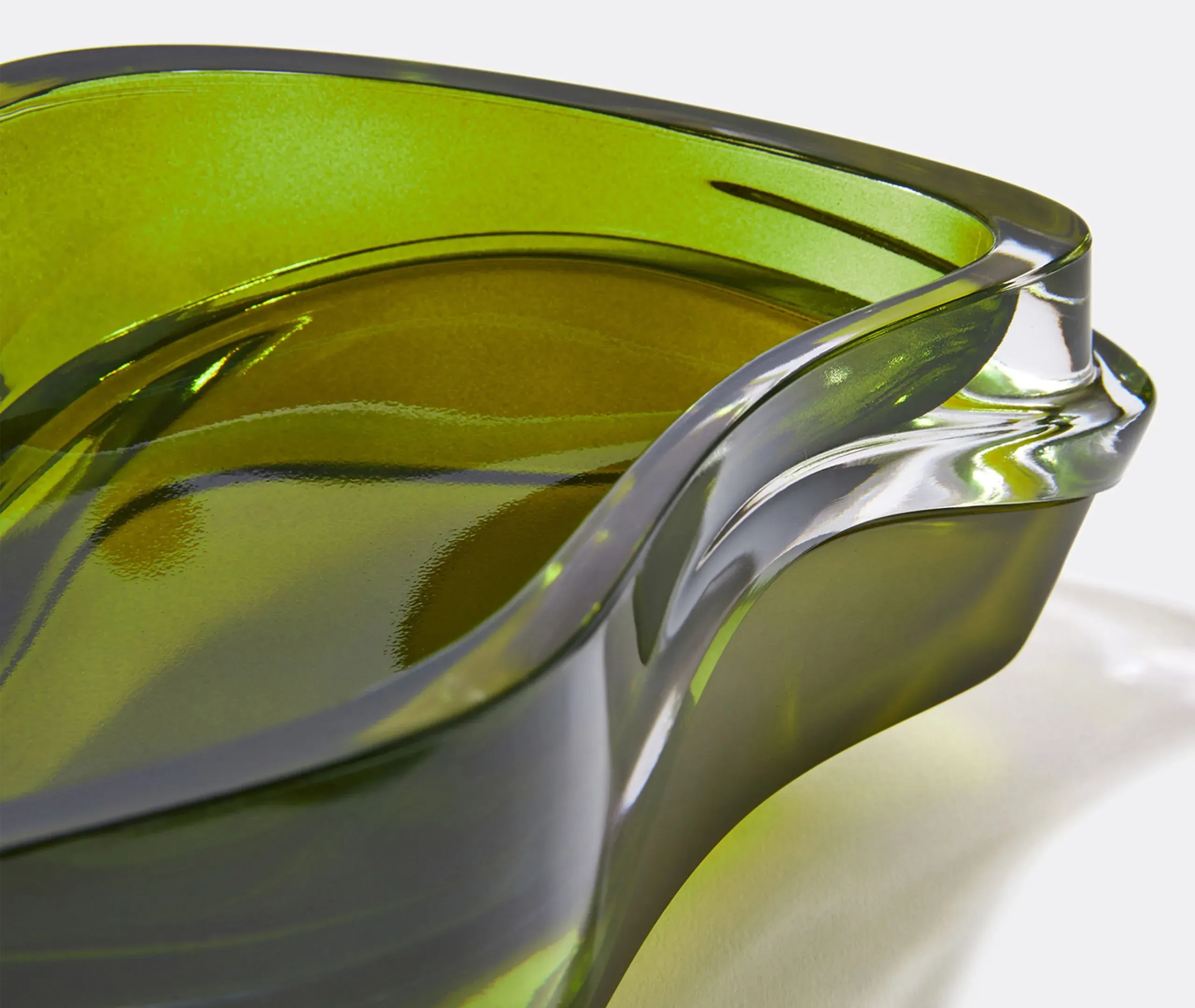 Wave-Shaped Vessel with Storage - Green, Crystal