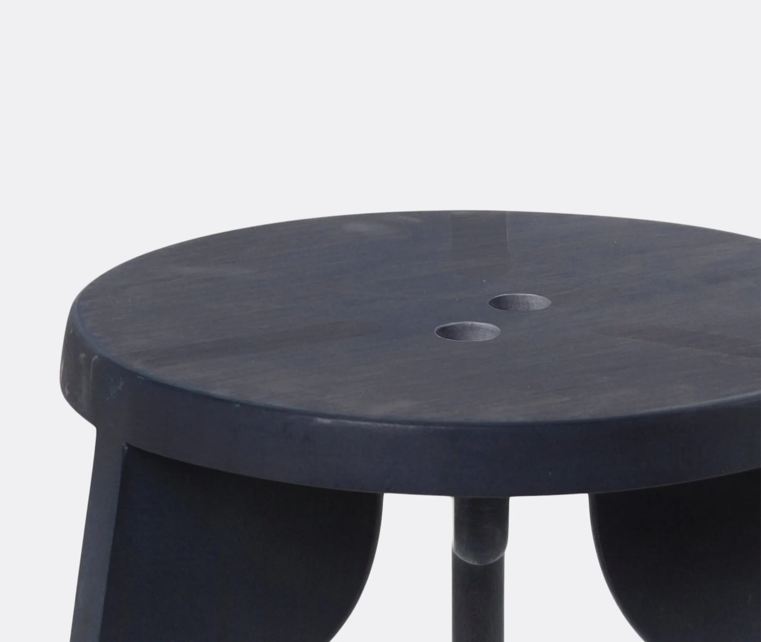 3-Legged Stool with Handle Hole - Black, Maple
