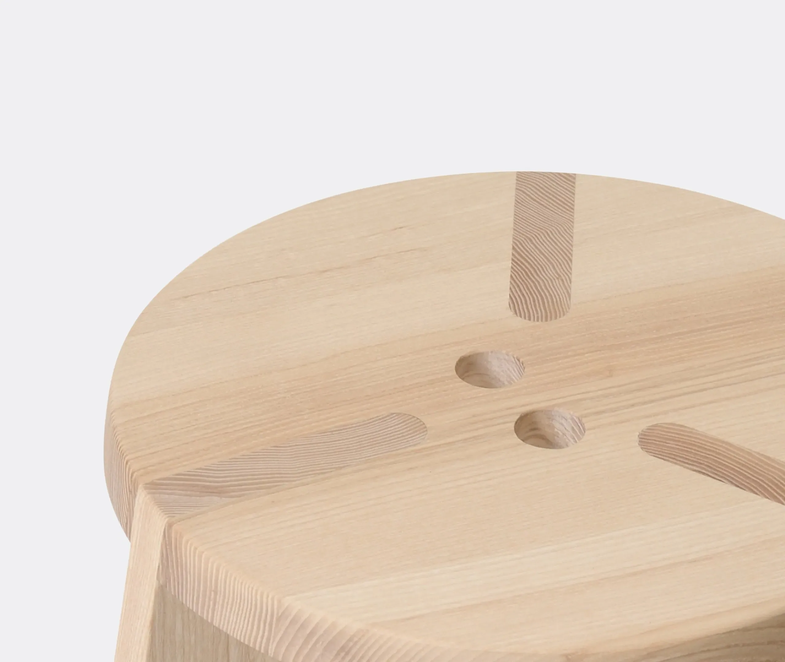 3-Legged Stool with Handle Hole - White, Ash
