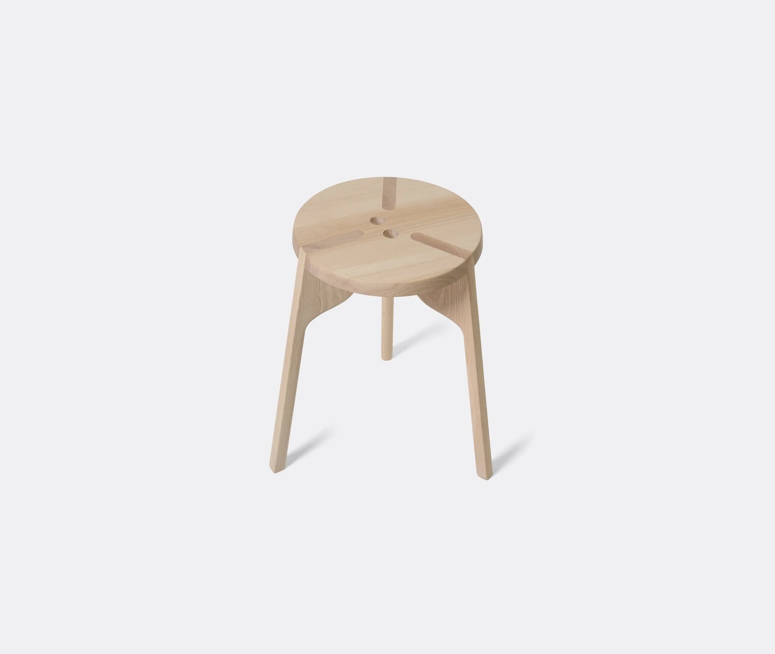 3-Legged Stool with Handle Hole - White, Ash