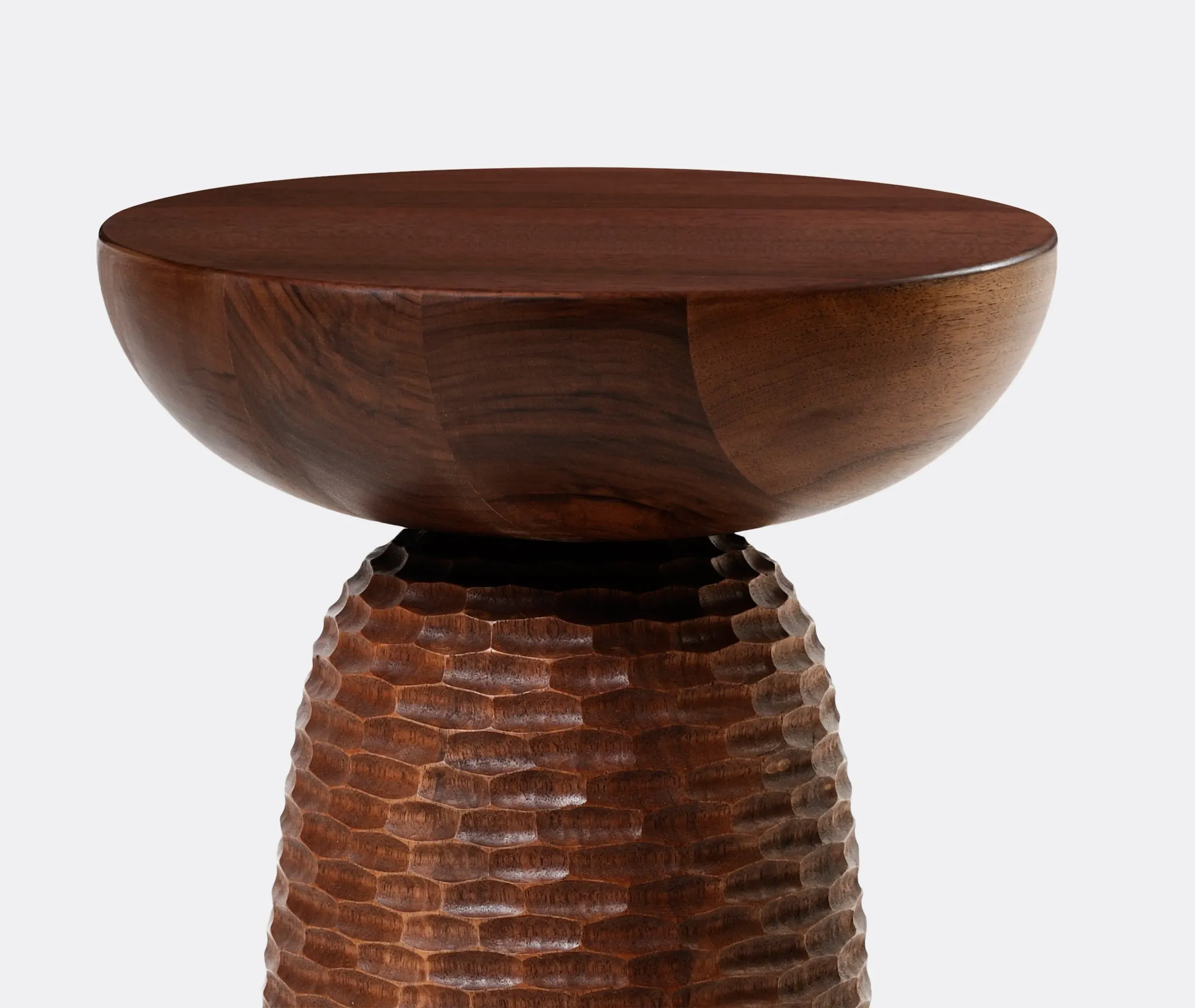 Carved Base Stool - Walnut Oil, Walnut Wood