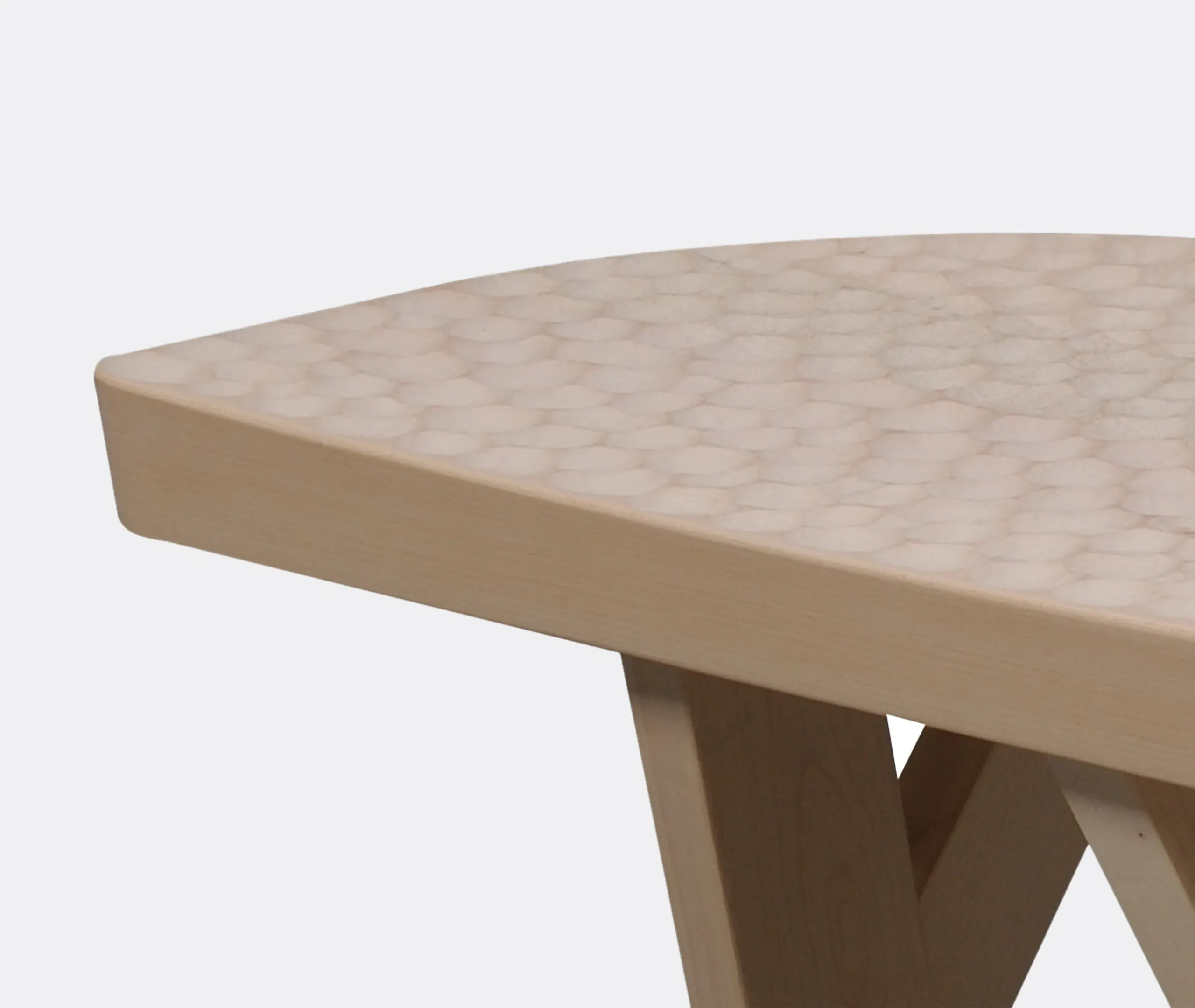 Half Moon Stool with Carvings - Beige, Maple