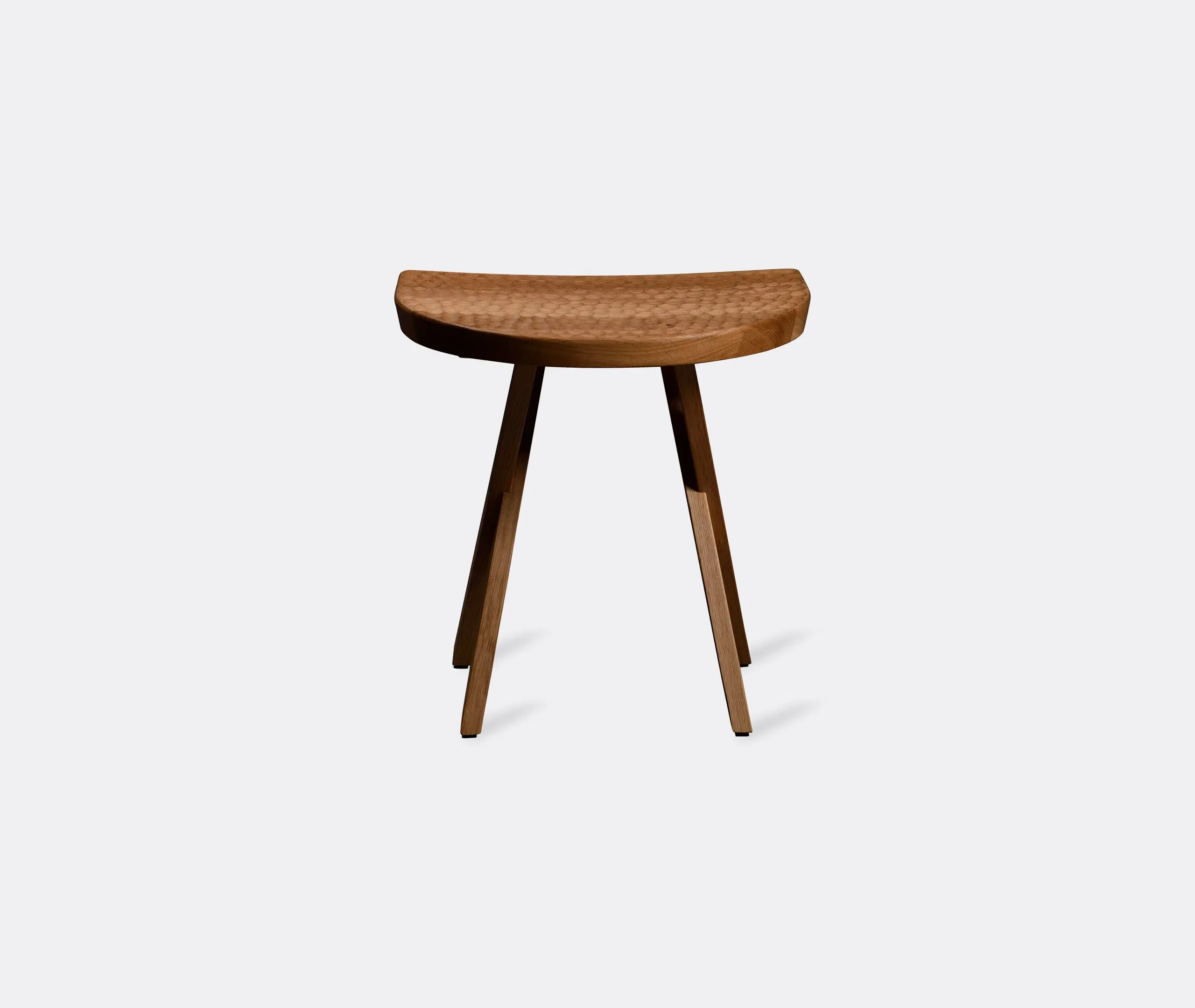 Half Moon Stool with Carvings - Oak