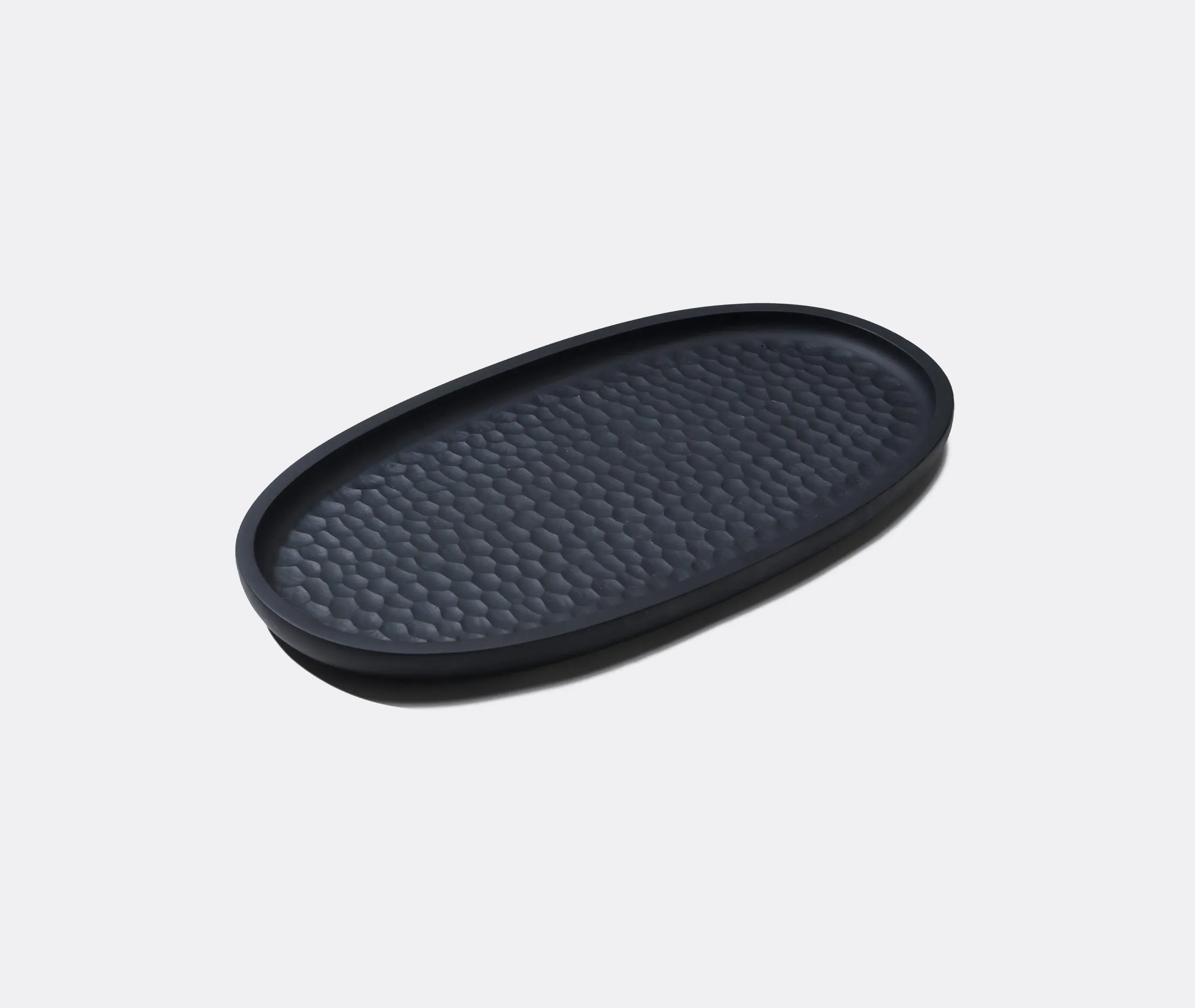 Large Serving Tray with Carved Base - Black