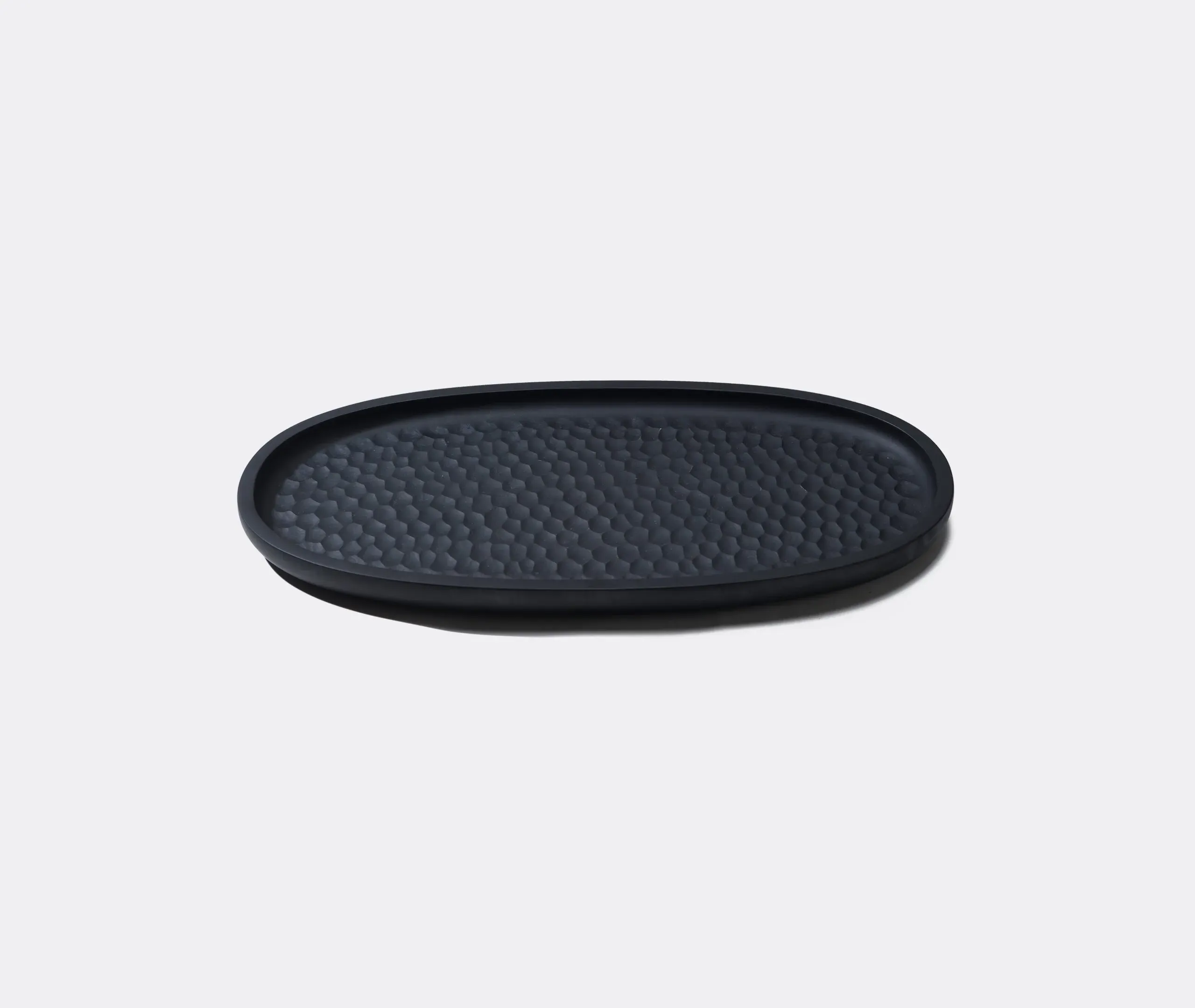 Large Serving Tray with Carved Base - Black image