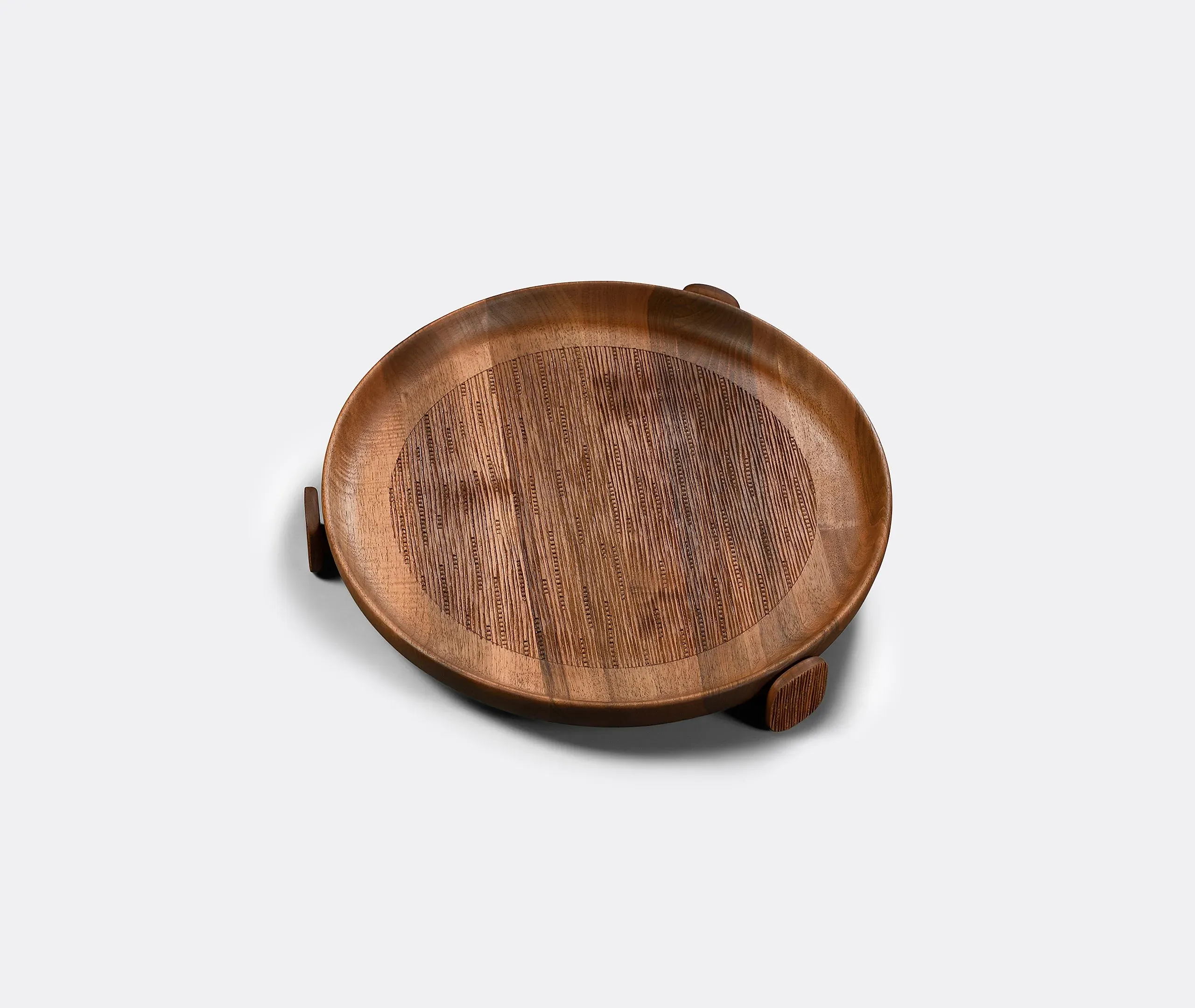 Large Serving Tray with Carved Feet - Walnut