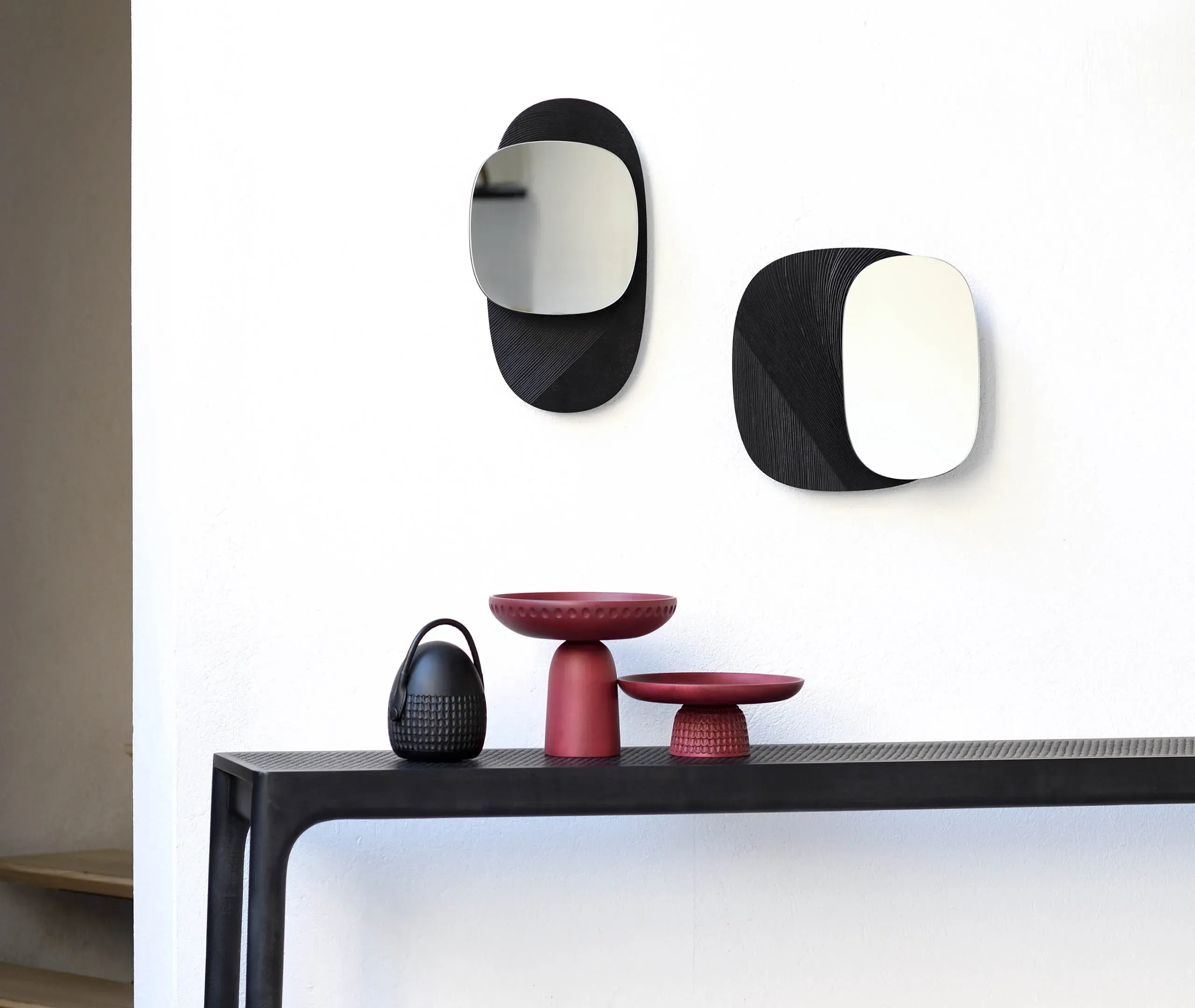 Medium Wall Mirror Eclipse Design - Black, Maple