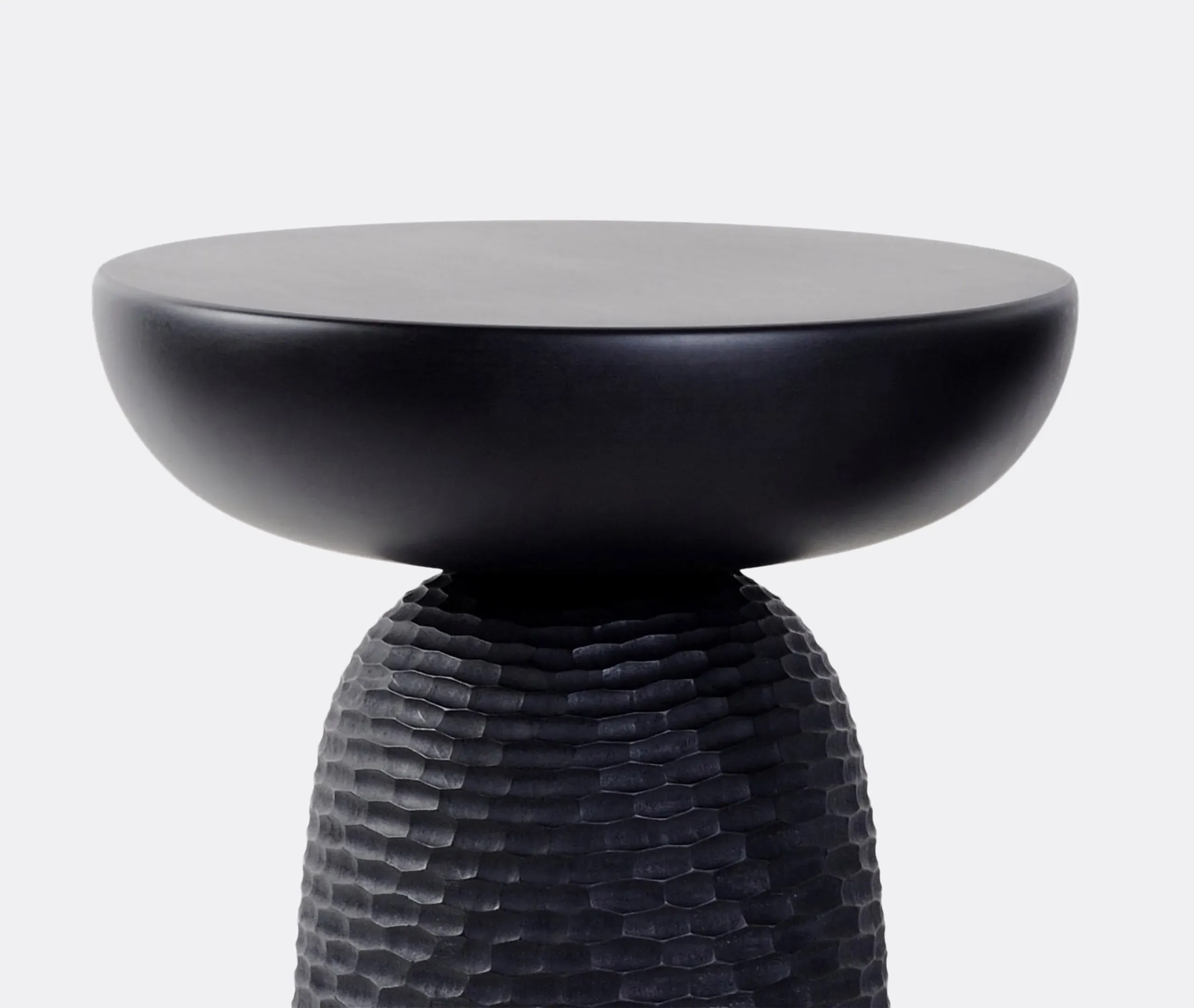 Nera Stool with Carved Base - Black Stain, Maple