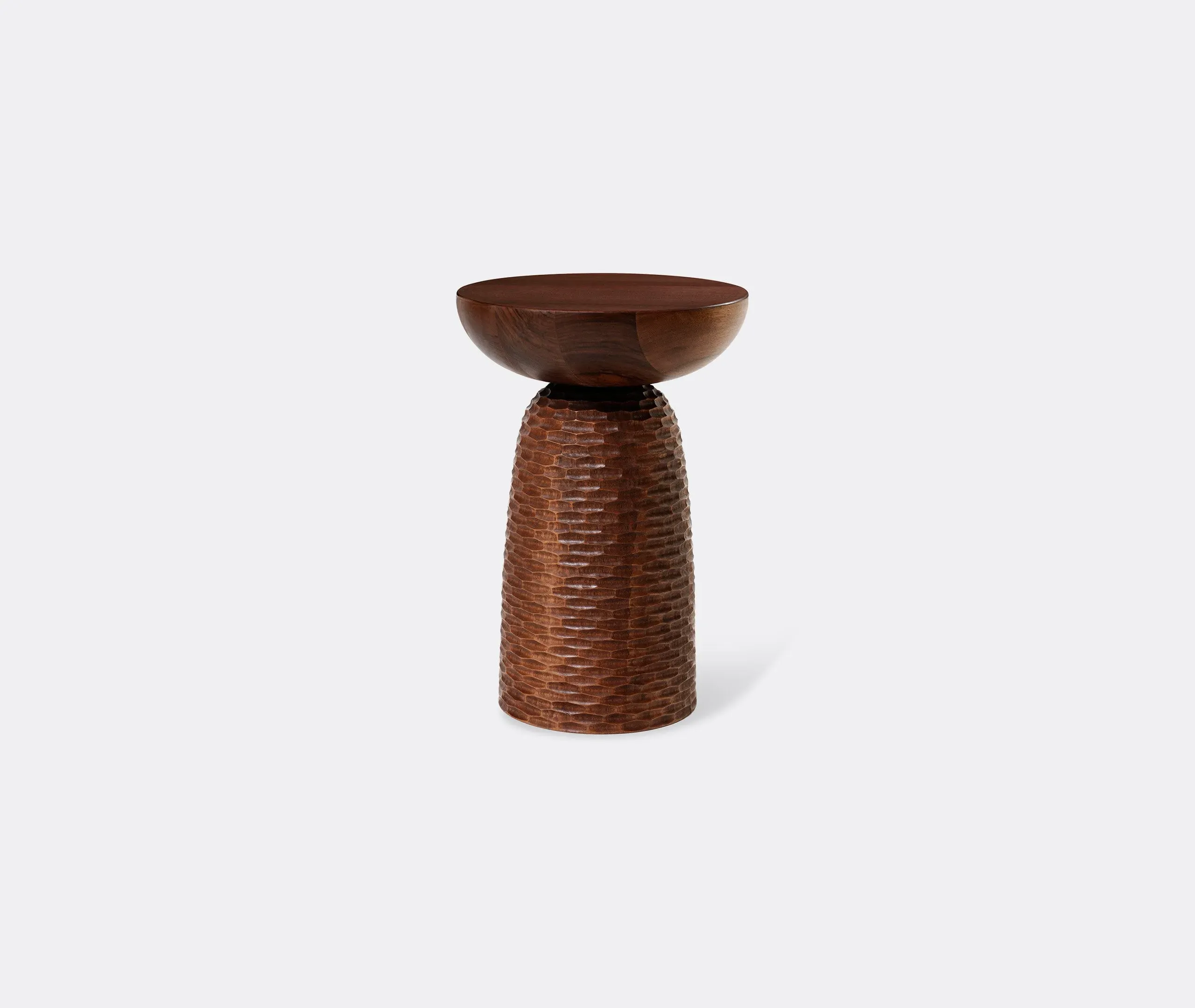 Nera Stool with Carved Base - Walnut Oil, Walnut
