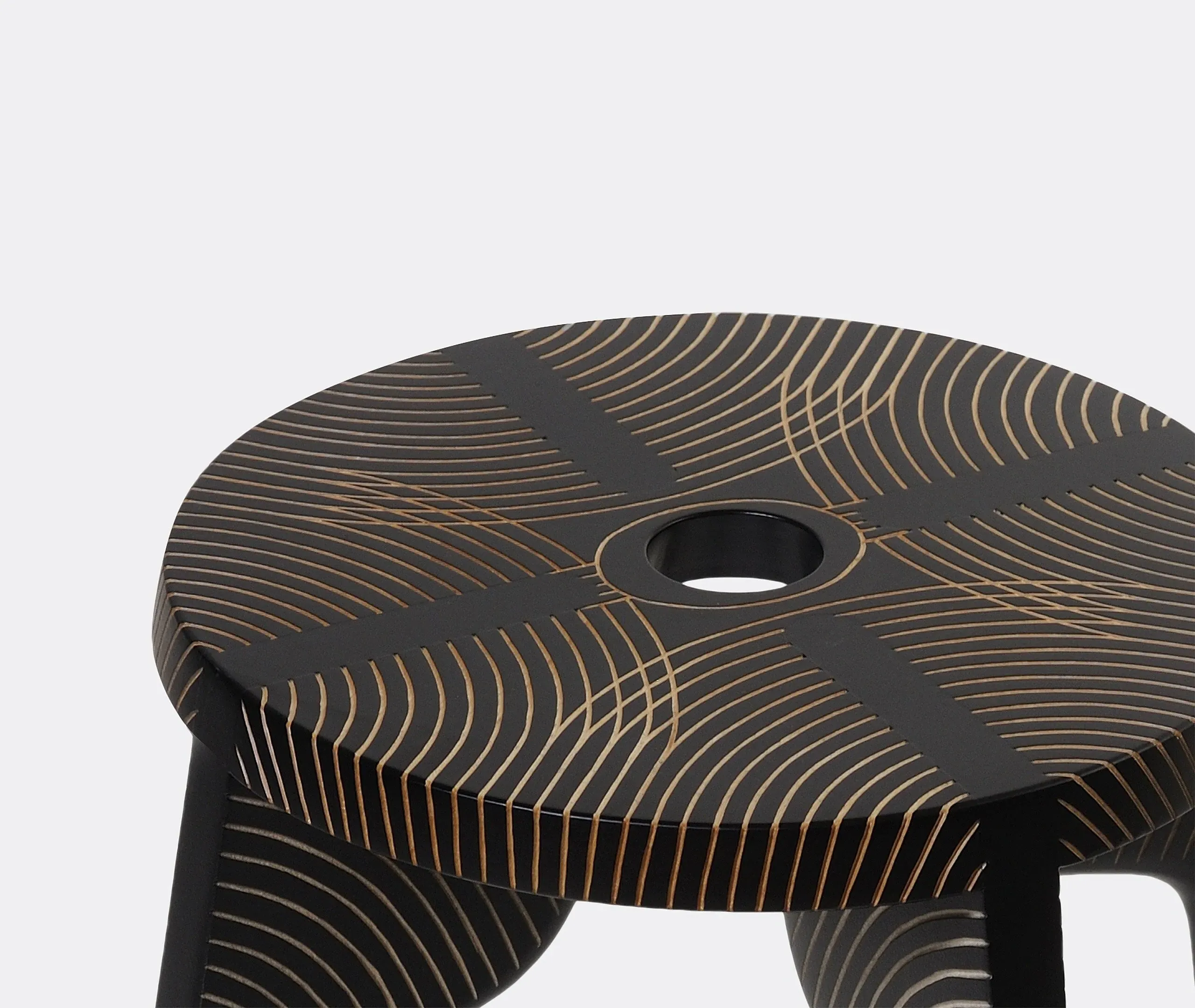 Peacock Stool Stackable Design - Black, Maple Wood