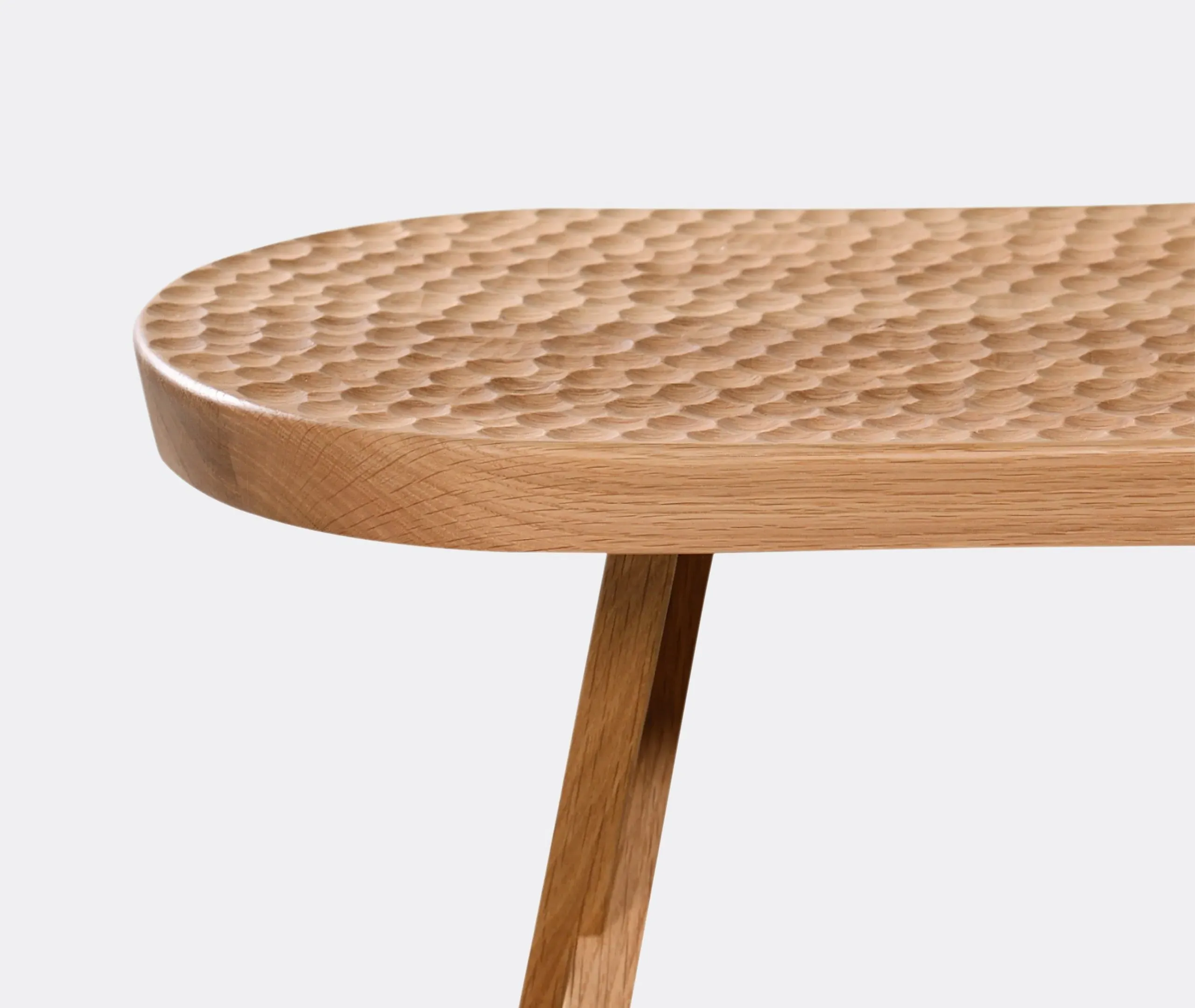 Pill Stool with Hand Carvings - Oak Wood