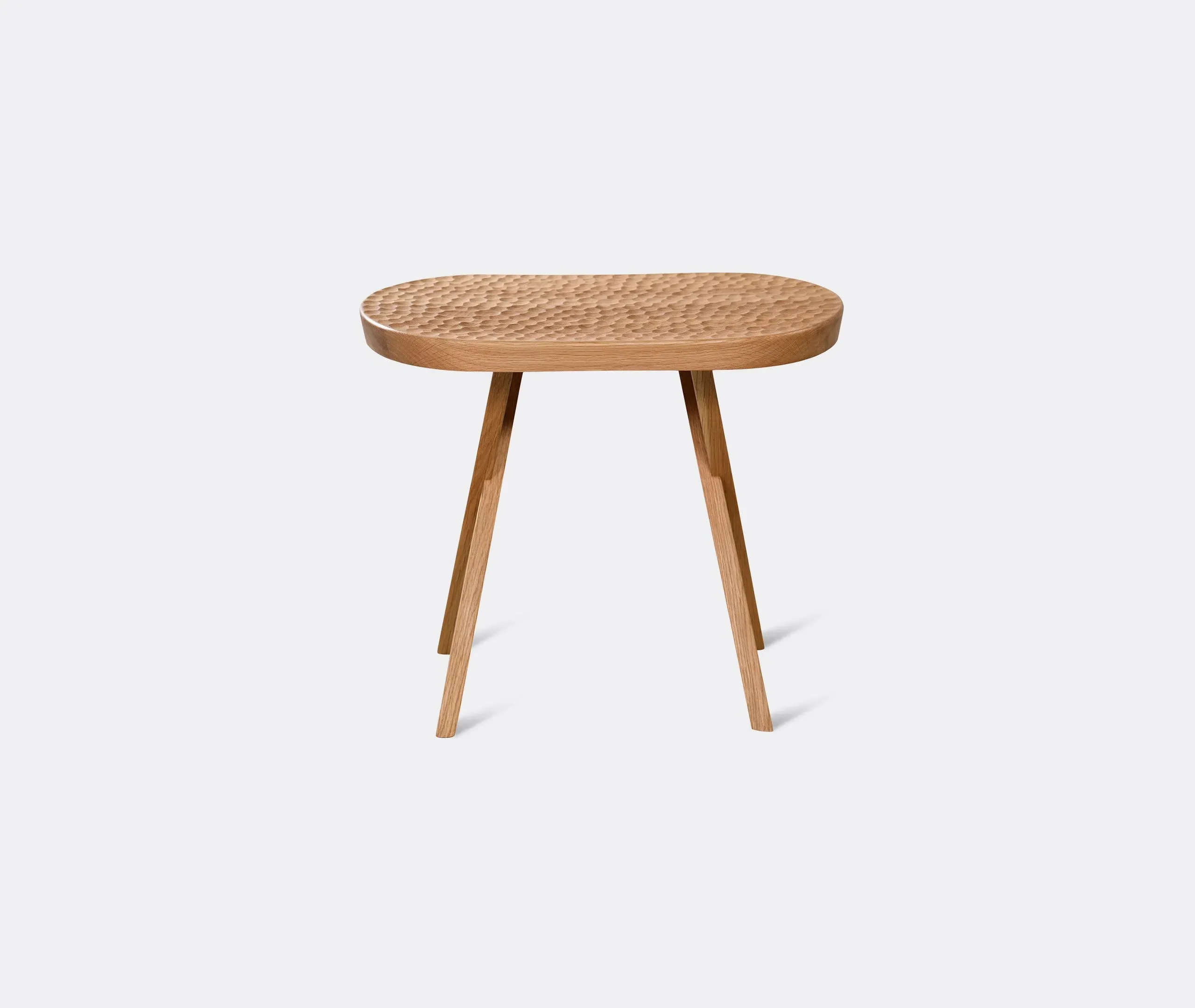 Pill Stool with Hand Carvings - Oak Wood