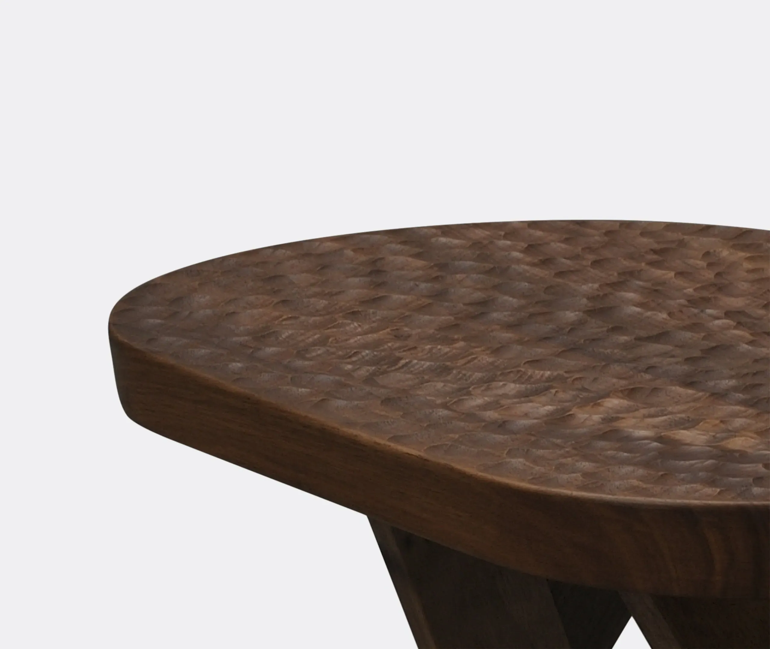 Pill Stool with Hand Carvings - Walnut Wood