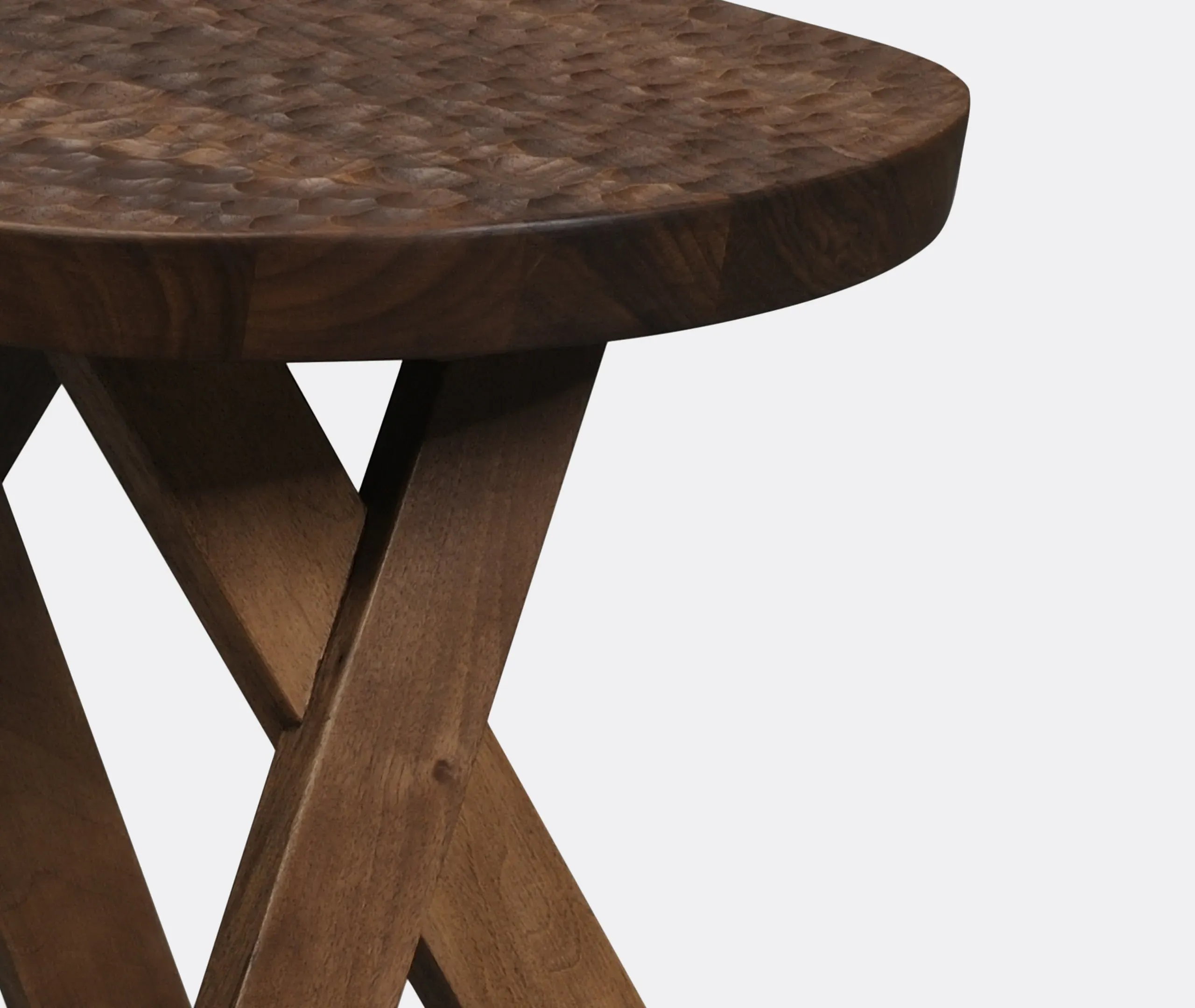 Pill Stool with Hand Carvings - Walnut Wood