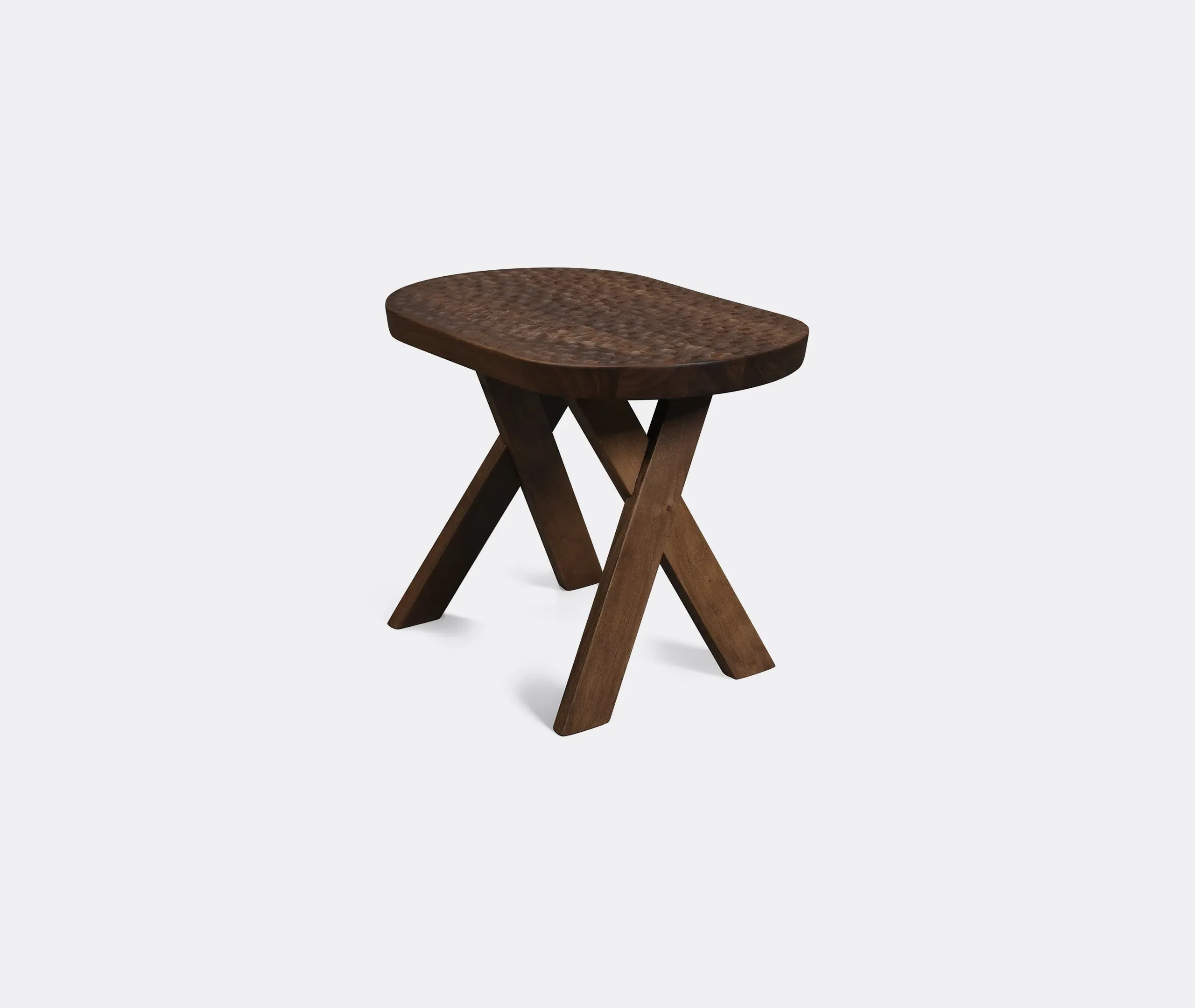 Pill Stool with Hand Carvings - Walnut Wood