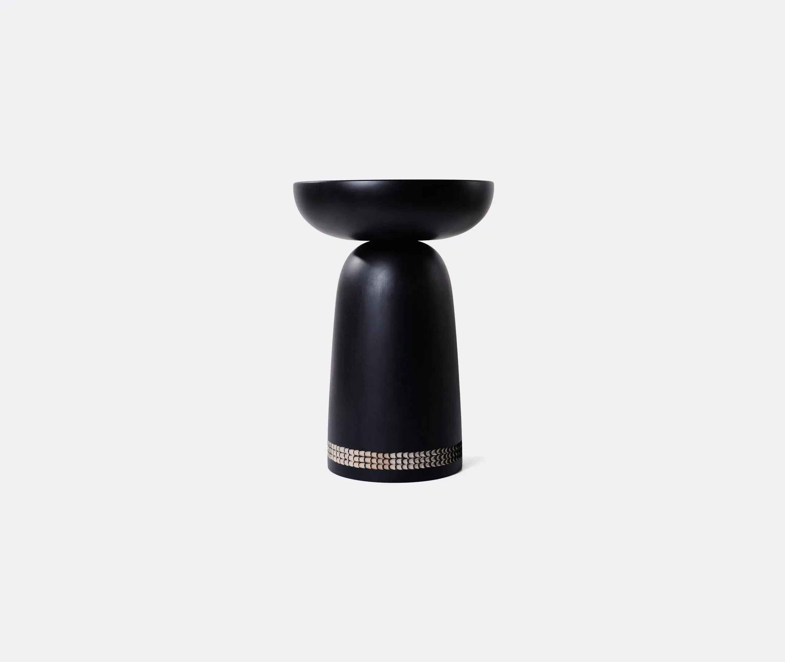 Sculptural Stool with Carved Pattern - Black, Maple image