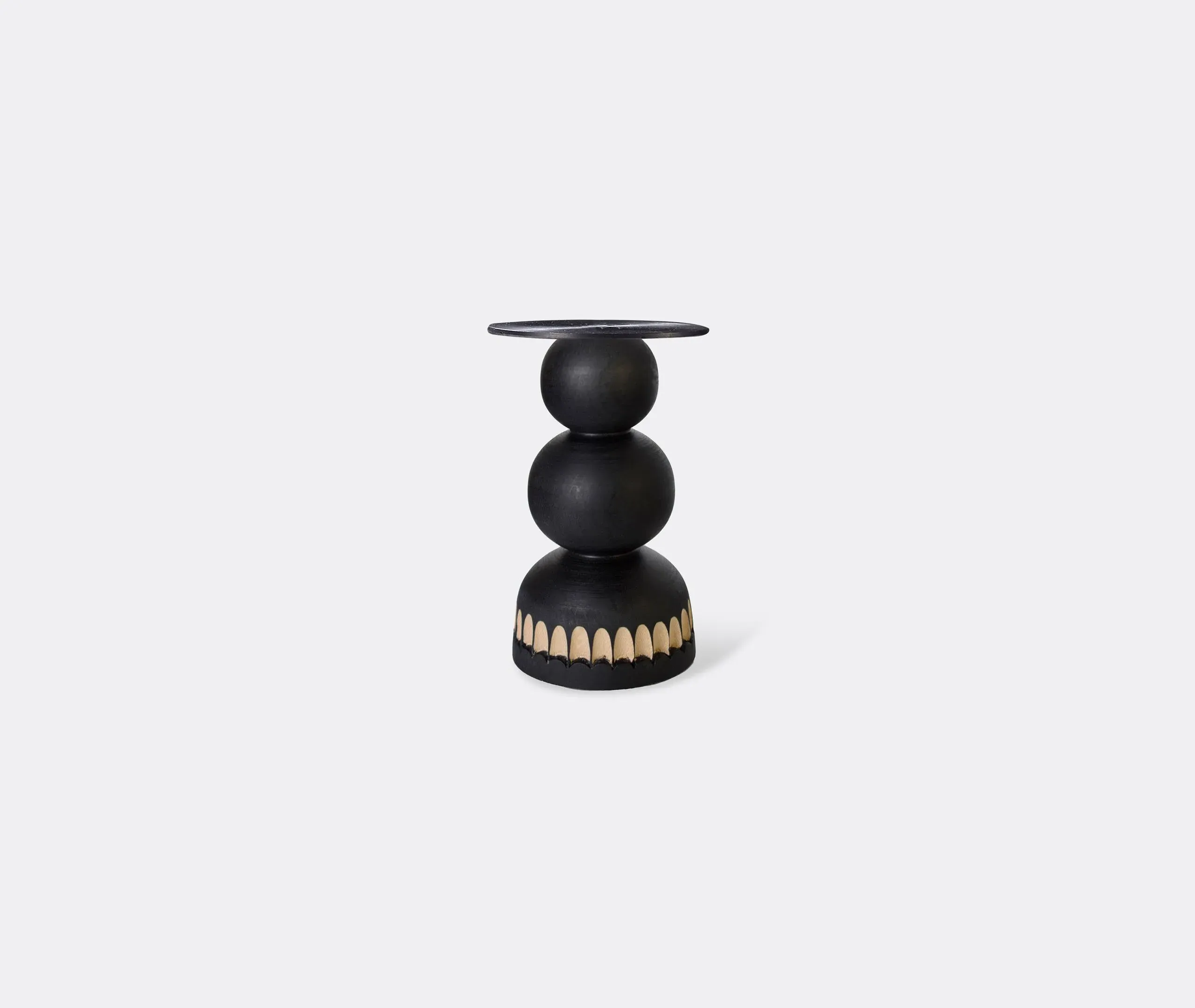 Small Candle Holder - Black, Maple Wood