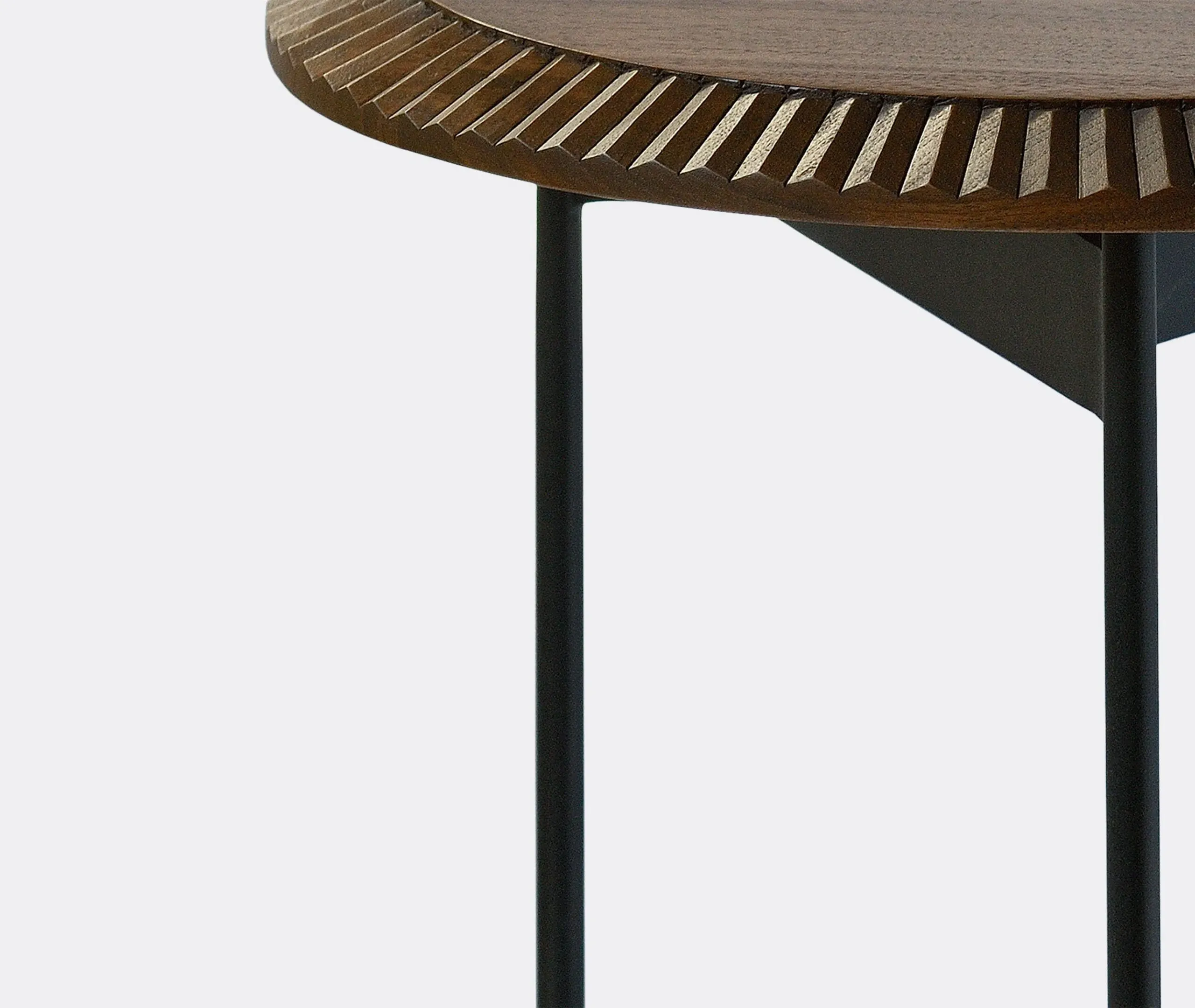 Small Side Table with Carved Edges - Walnut, Wood