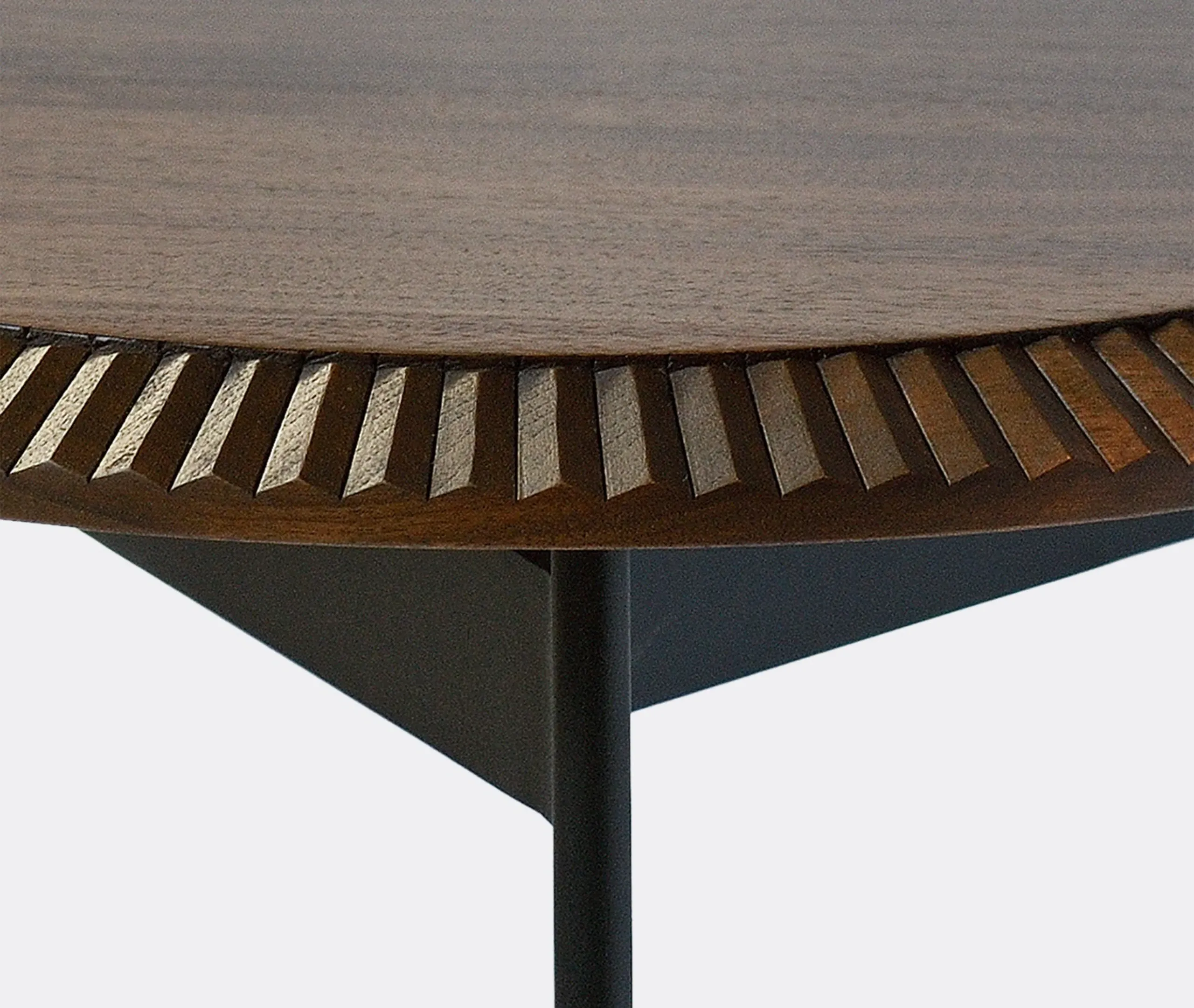 Small Side Table with Carved Edges - Walnut, Wood