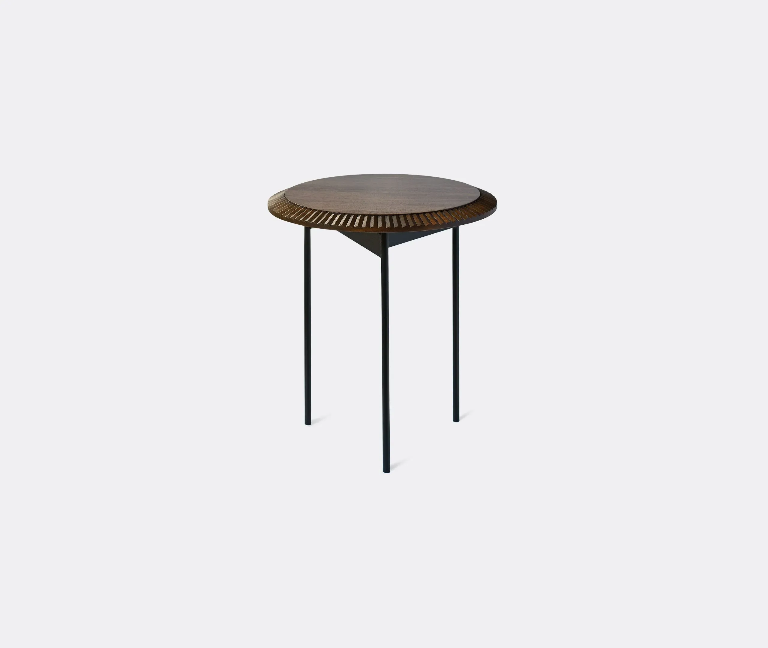 Small Side Table with Carved Edges - Walnut, Wood