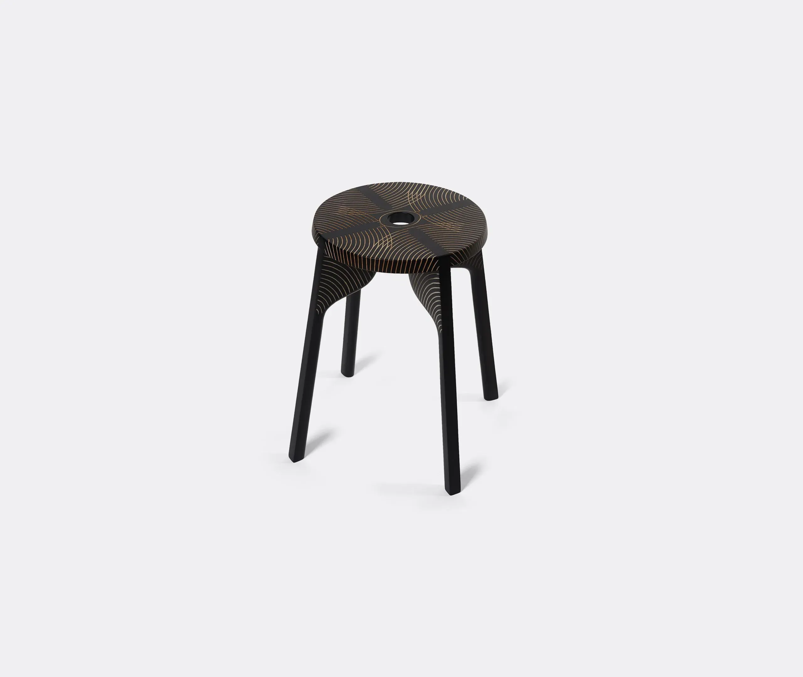 Tattoo Peacock Stool - Black Stain, Maple
