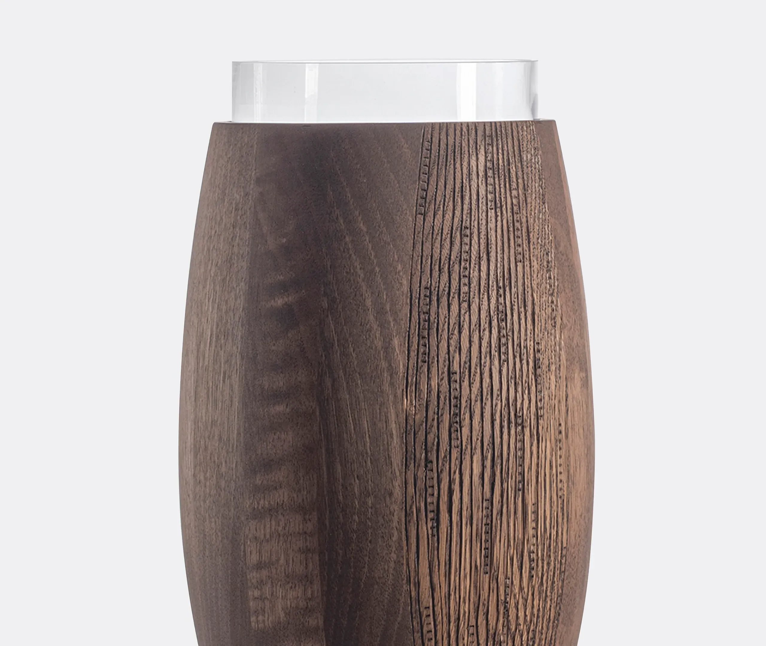 Vaza Hand-Grooved Vase - Brown, Walnut & Oak Wood alternate view
