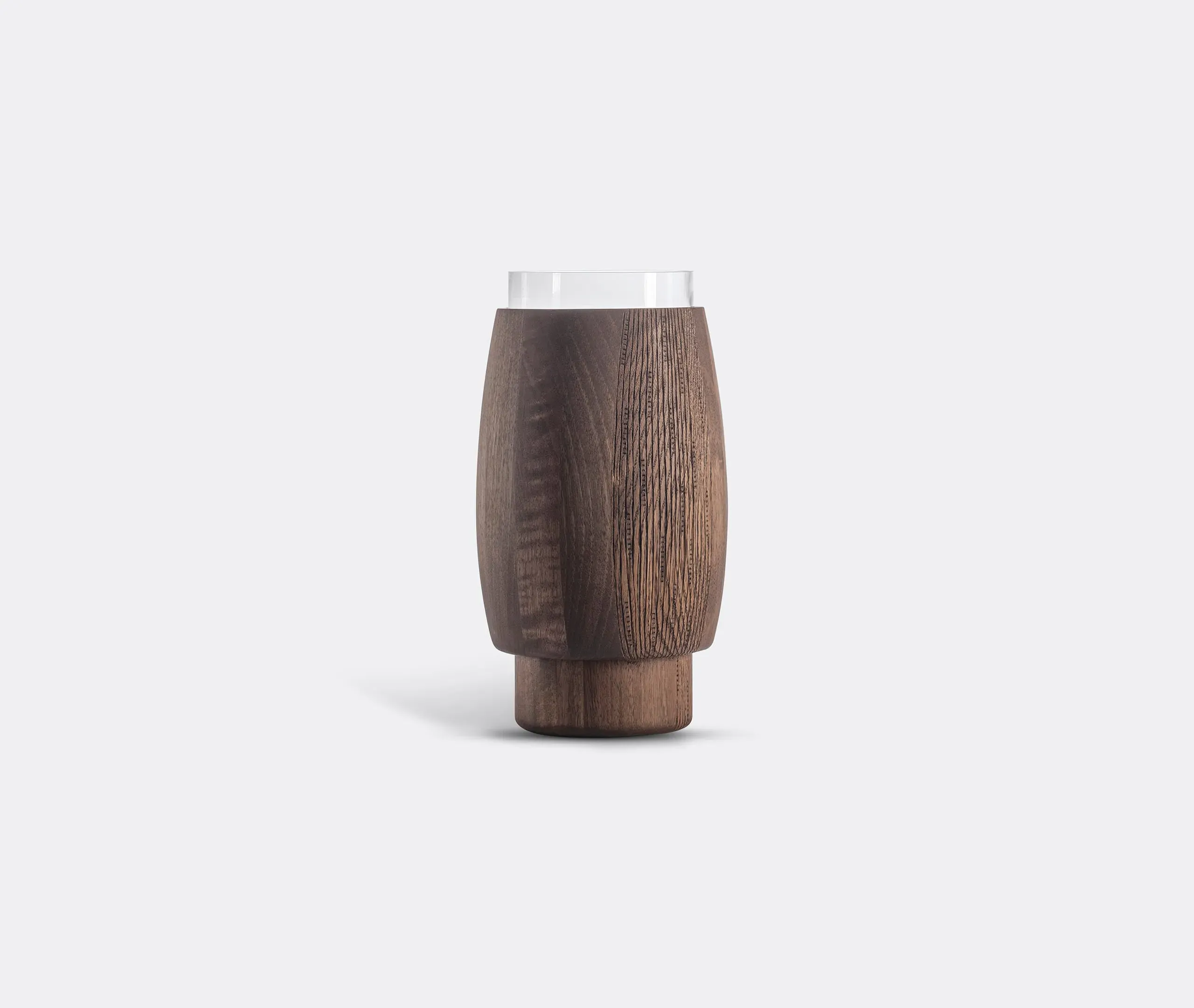 Vaza Hand-Grooved Vase - Brown, Walnut & Oak Wood product