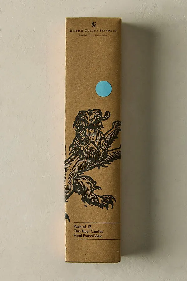 Thin Taper Candles Set of 12 - Powder Blue, Vegan Wax alternate view