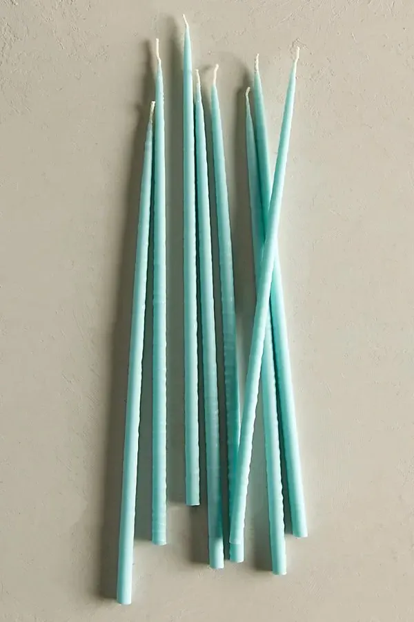 Thin Taper Candles Set of 12 - Powder Blue, Vegan Wax product