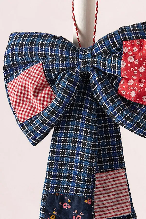 Big Bow Hanging Decor - Blue Plaid alternate view
