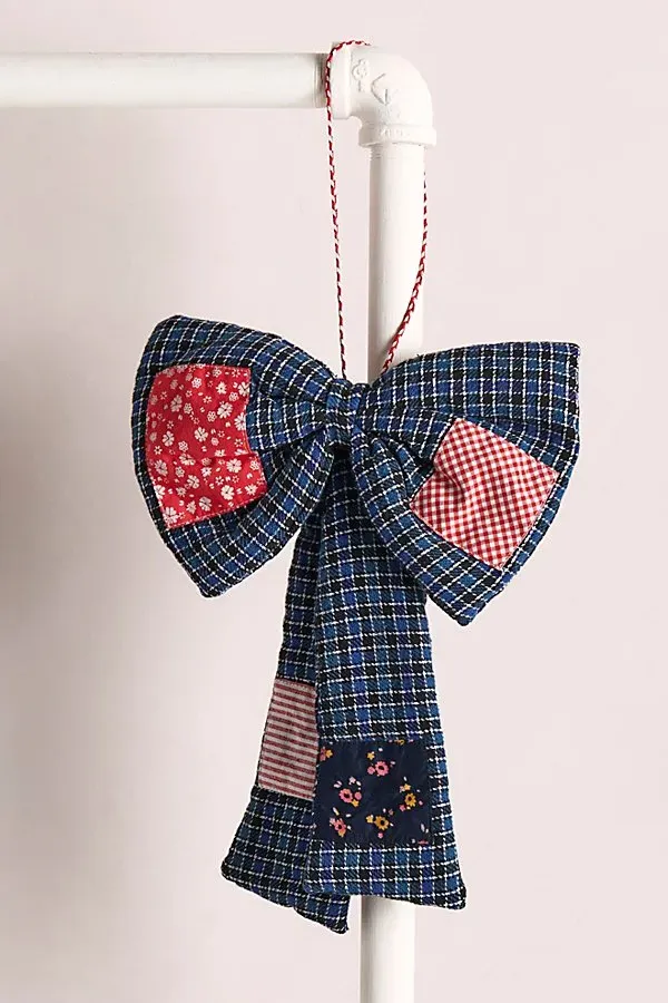 Big Bow Hanging Decor - Blue Plaid product