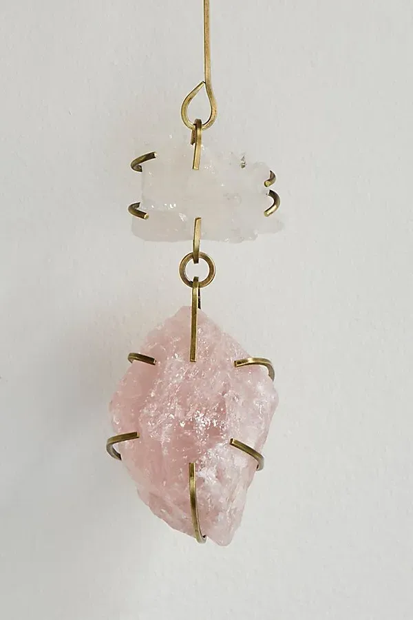 Crystal Wall Hanging - Rose Quartz & Rock Quartz alternate view