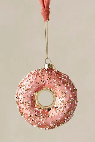 Donut Ornament with Sprinkle Detail - Strawberry Frosted alternate view