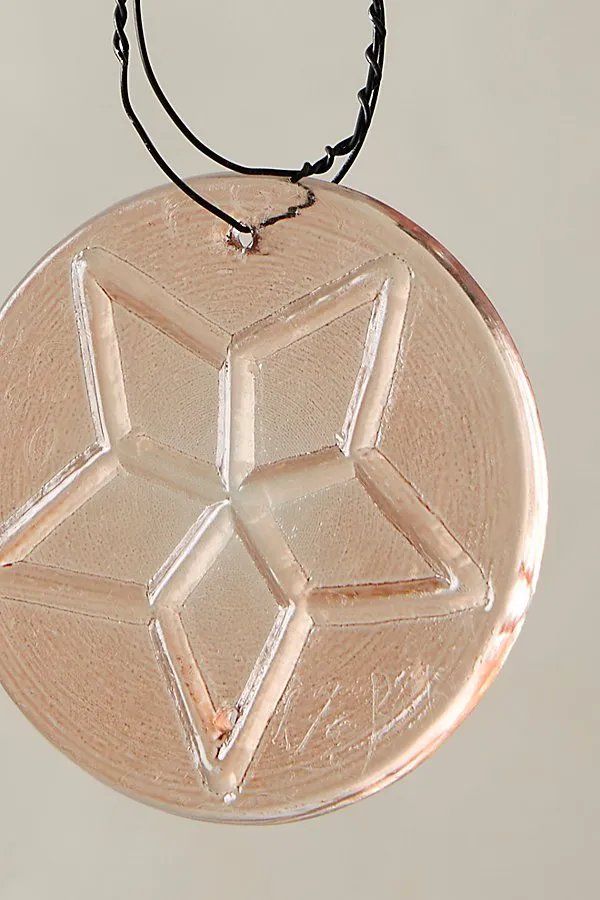 Etched Disc Christmas Tree Ornament - Amber, Glass alternate view