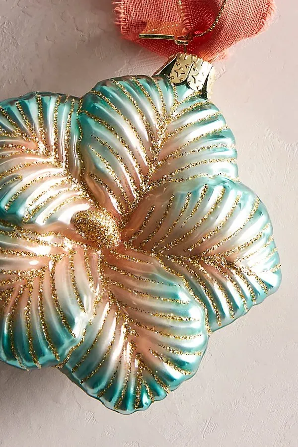 Hibiscus Flower Christmas Ornament - Blue, Orange by Free People, image 2