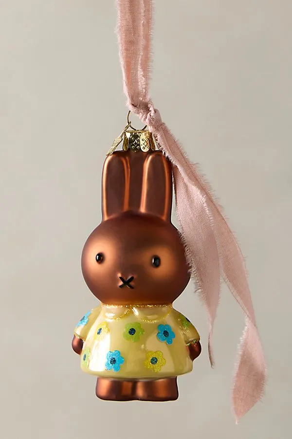 Miffy In Florals Christmas Tree Ornament - Brown/Floral by Free People