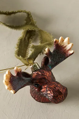 Moose Christmas Tree Ornament with Sparkle Detail alternate view