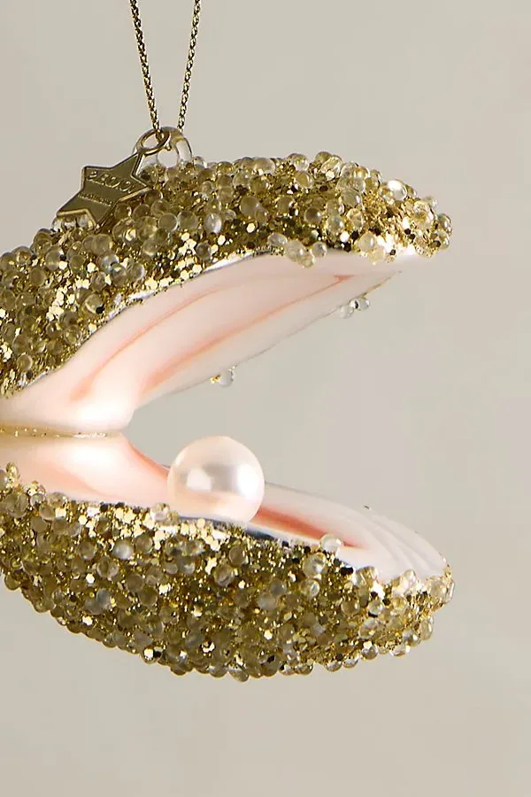 Oyster Glitter Pearl Christmas Tree Ornament by Free People, image 2