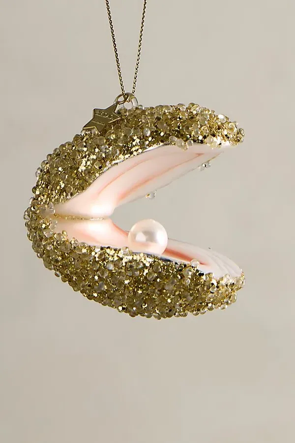 Oyster Glitter Pearl Christmas Tree Ornament by Free People
